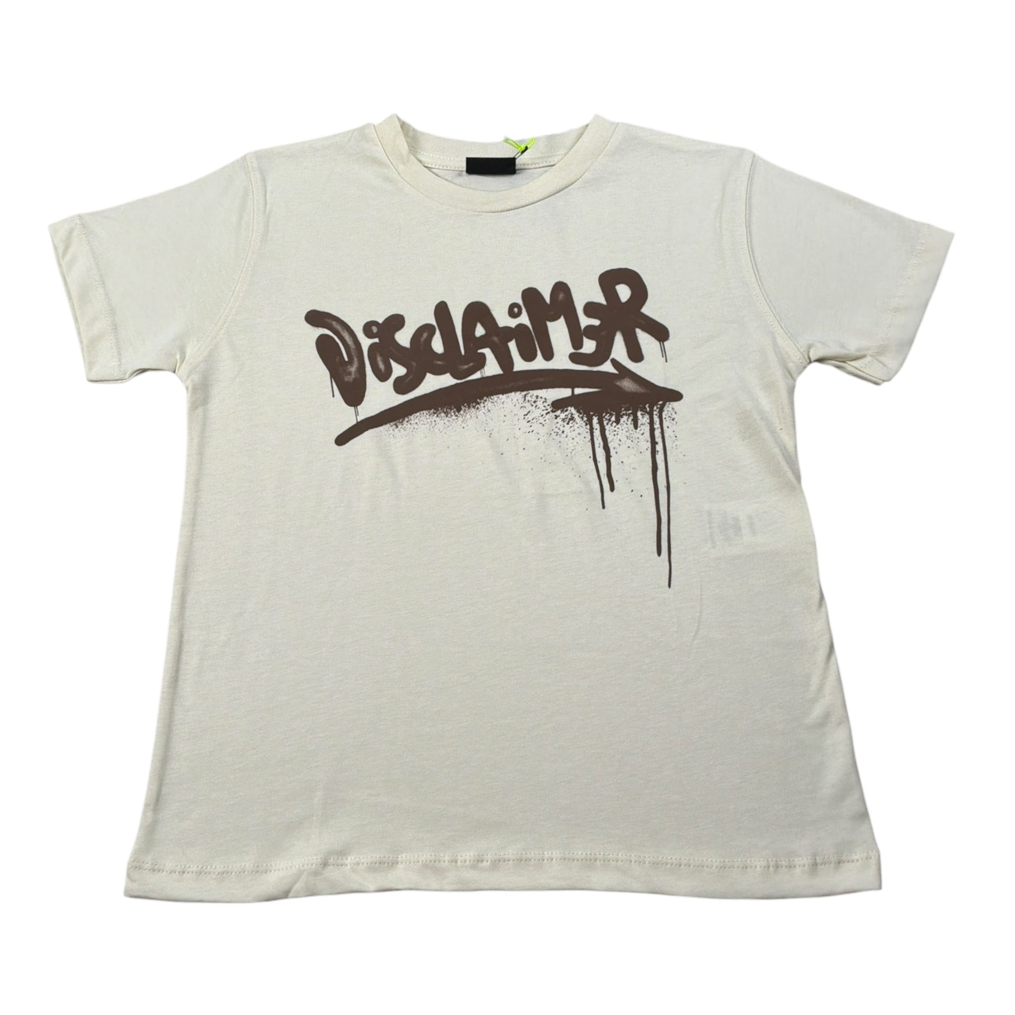 Disclaimer T-Shirt Girocollo tinta unita con Logo Panna per Bambino 25IDK58631 PANNA DISCLAIMER 