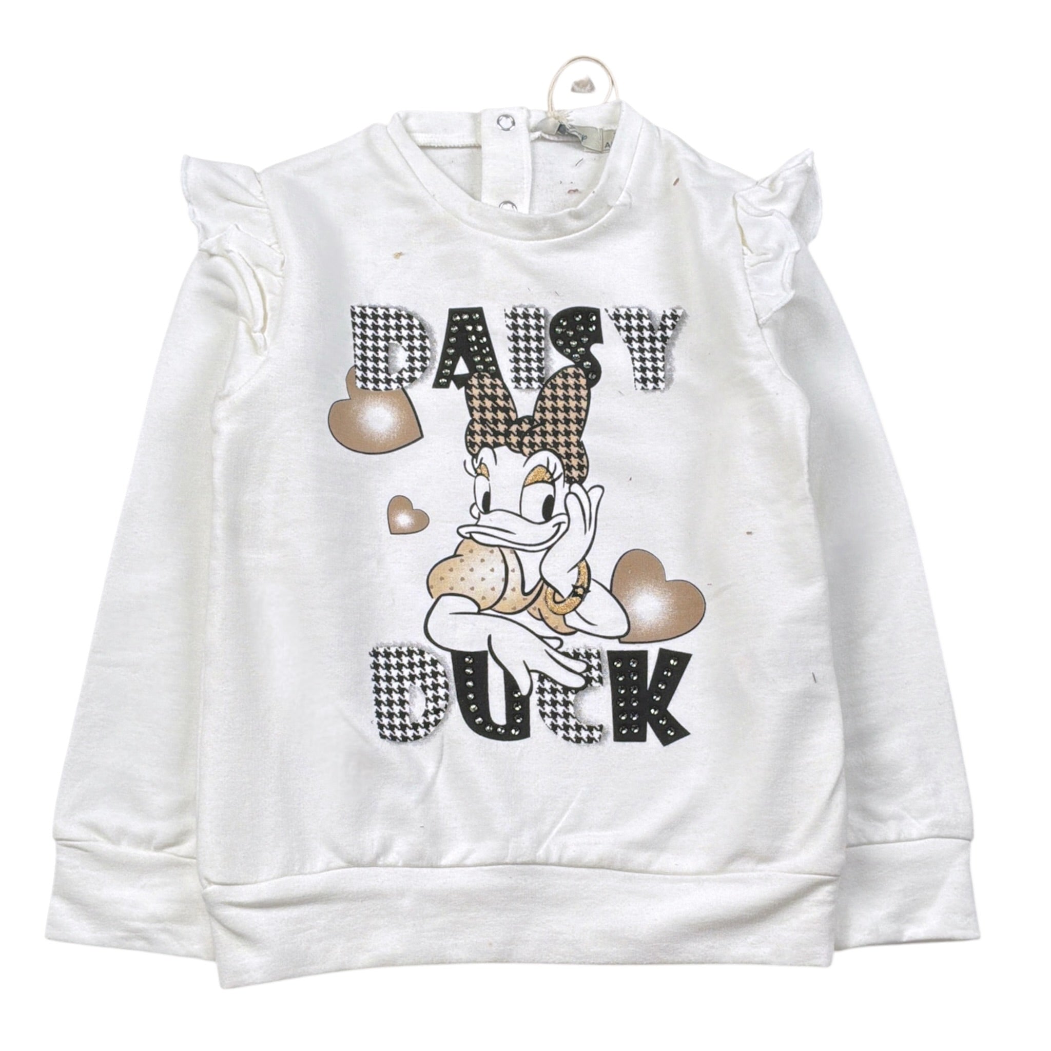 Disney Felpa tinta unita Girocollo con Stampa Bianco per Bambina WE0016 BIANCO DISNEY 