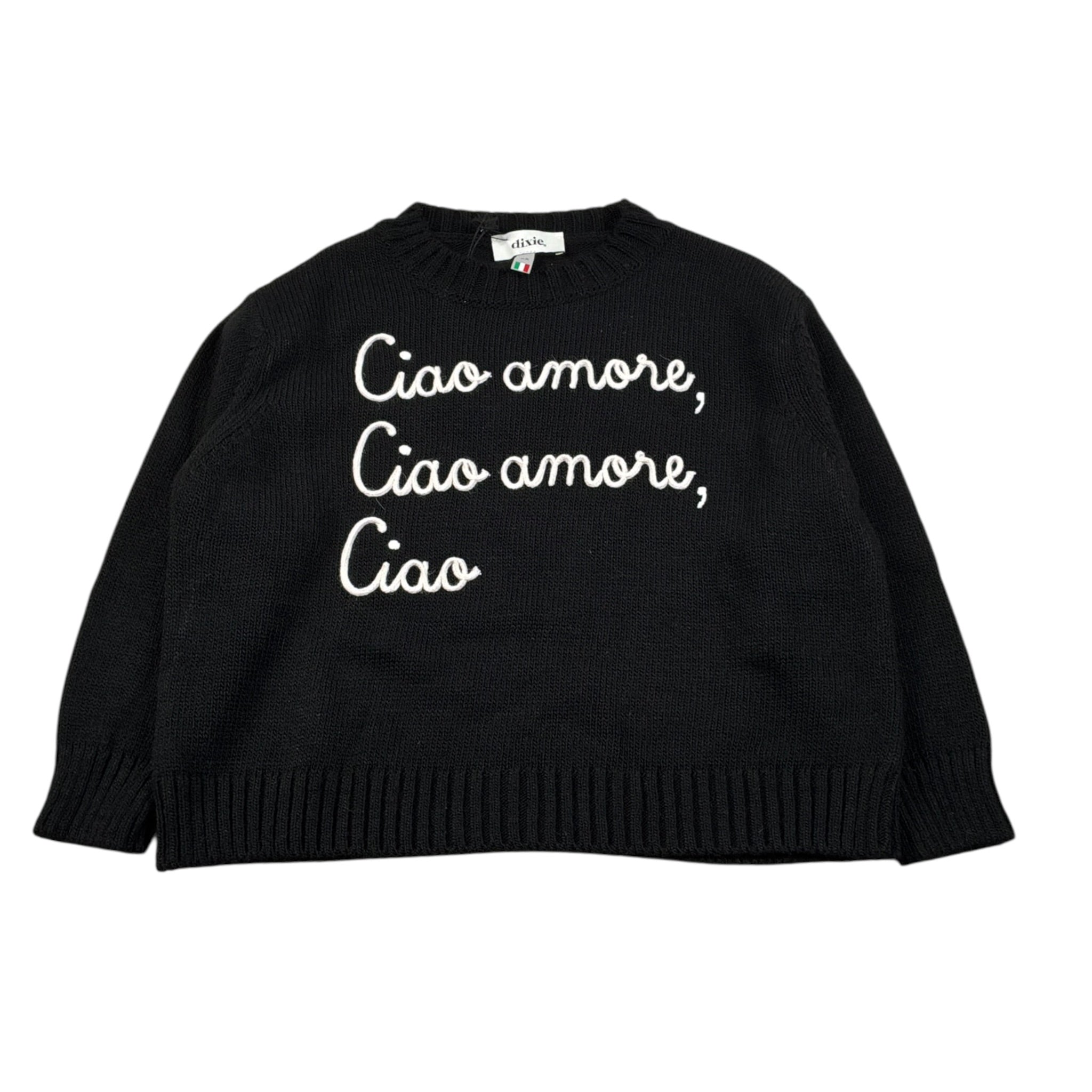 Dixie Maglia Girocollo tinta unita con Ricami Nero per Bambina NB50230G79 NERO DIXIE 
