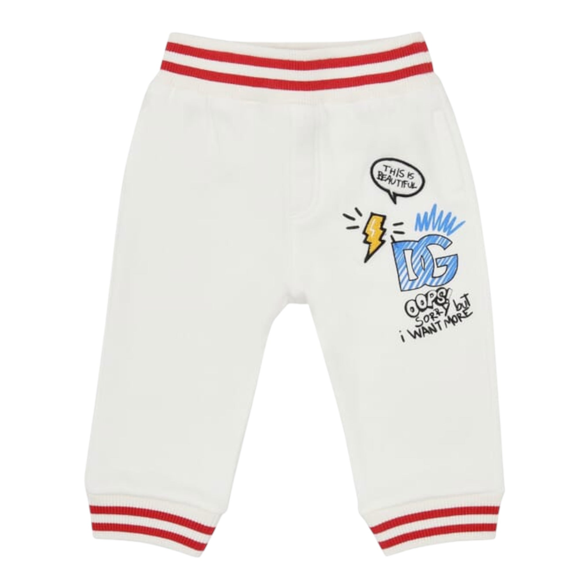Dolce & Gabbana Pantalone Modello Tuta tinta unita con Logo Bianco per Neonato L1JPJM BIANCO DOLCE & GABBANA 
