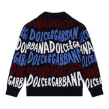 Dolce & Gabbana Cardigan tinta unita con Stampe Logo Blu per Neonato L4KWE3N BLU DOLCE & GABBANA 