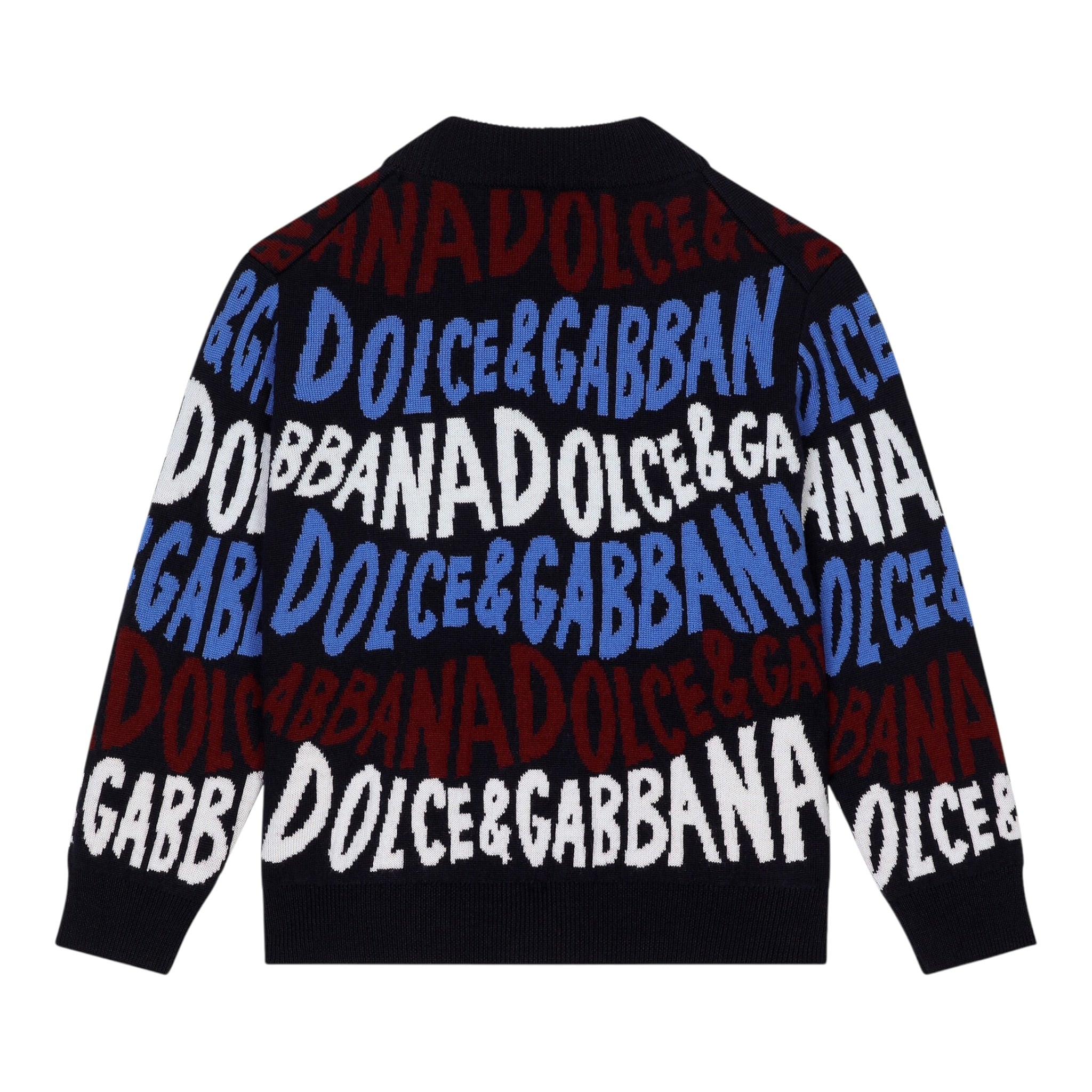 Dolce & Gabbana Cardigan tinta unita con Stampe Logo Blu per Neonato L4KWE3N BLU DOLCE & GABBANA 