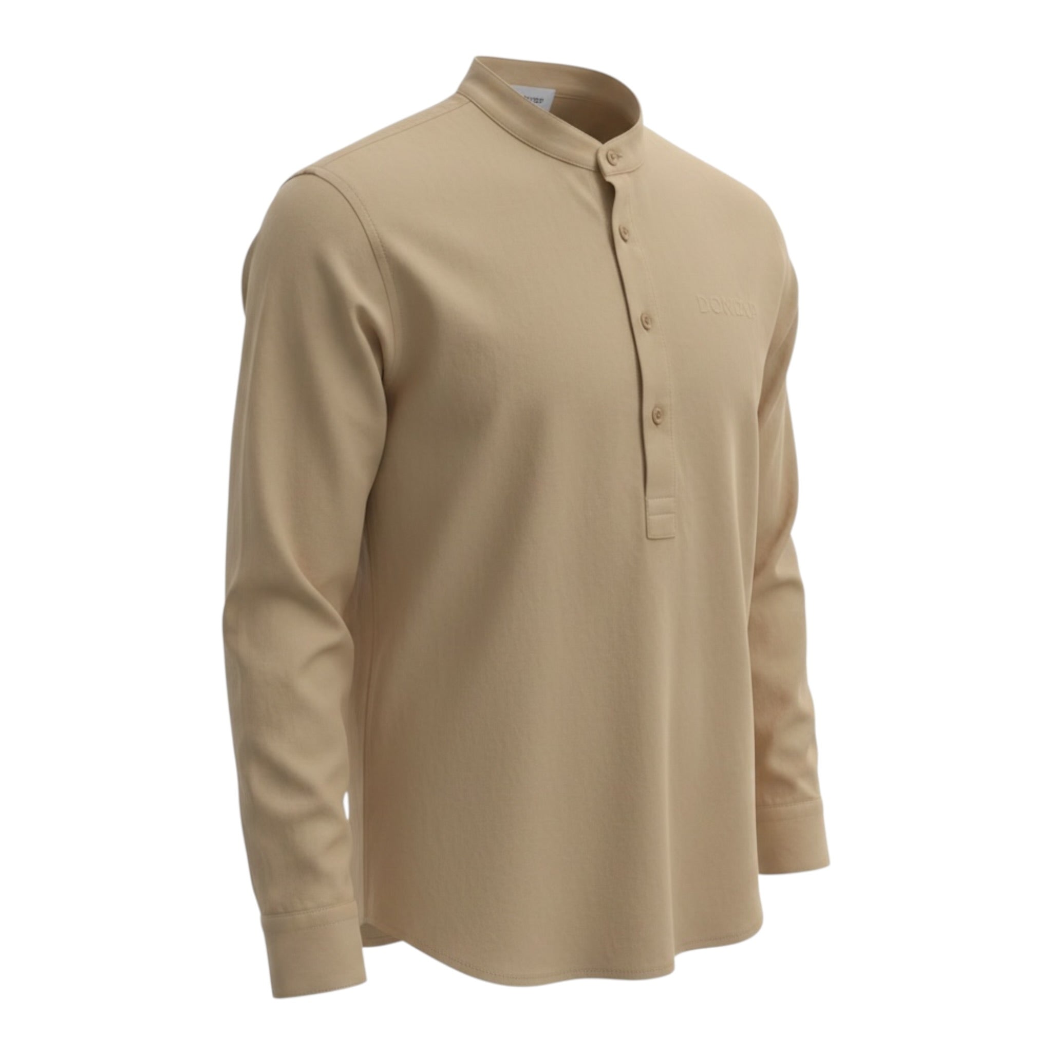 Dondup Camicia tinta unita con Colletto Coreano Beige per Bambino DMCA82 BEIGE DONDUP 