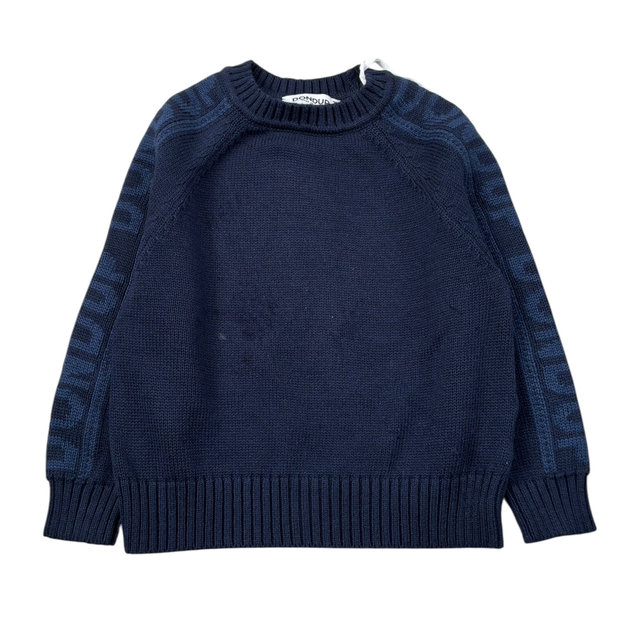 Dondup Maglia tinta unita Girocollo con Logo Blu per Bambino DMMA0322 BLU DONDUP 