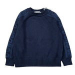 Dondup Maglia tinta unita Girocollo con Logo Blu per Neonato DMMA0322N BLU DONDUP 