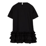 Dou Dou Abito Mezza Manica tinta unita con Rouches Nero per Bambina DW1A61 NERO DOU DOU 