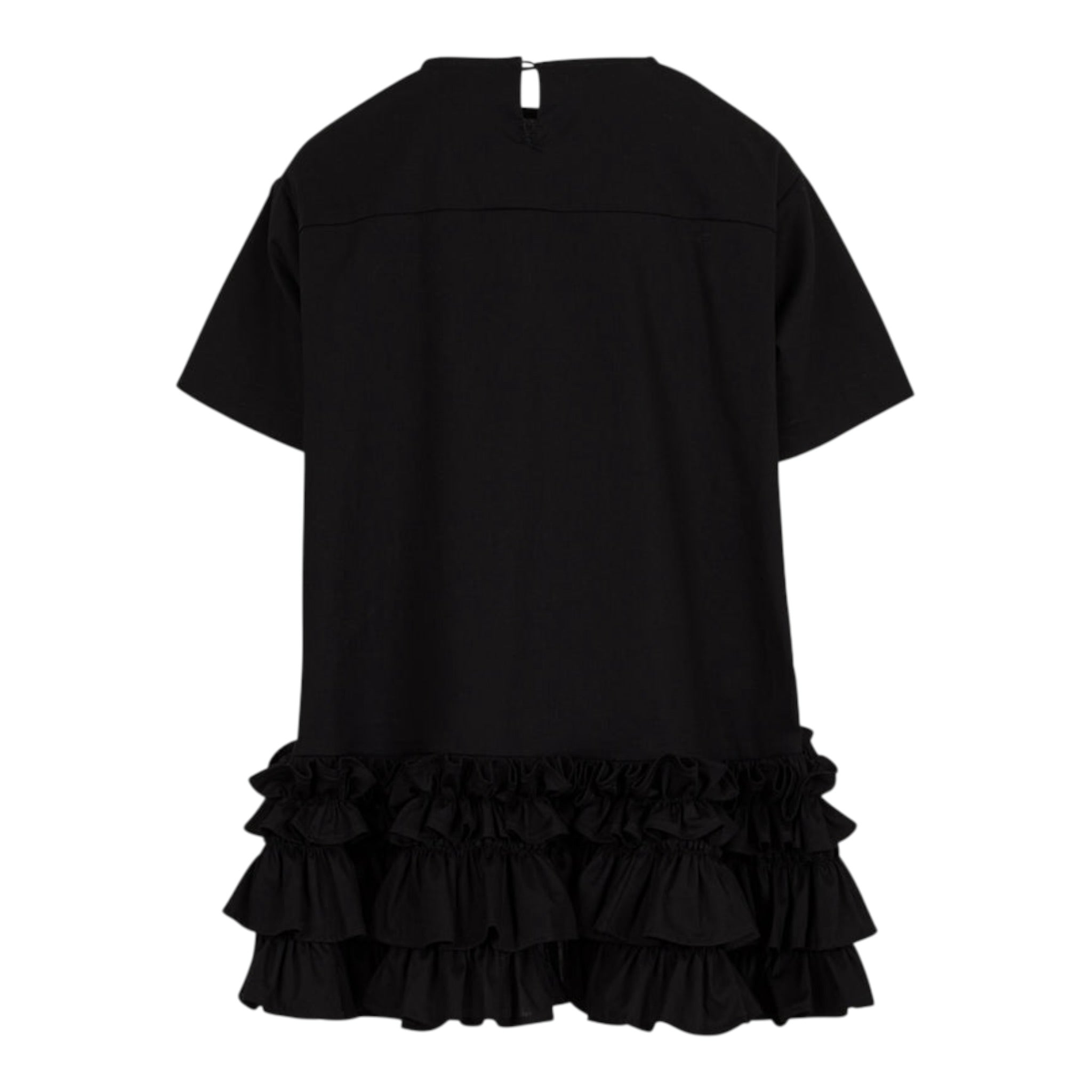 Dou Dou Abito Mezza Manica tinta unita con Rouches Nero per Bambina DW1A61 NERO DOU DOU 
