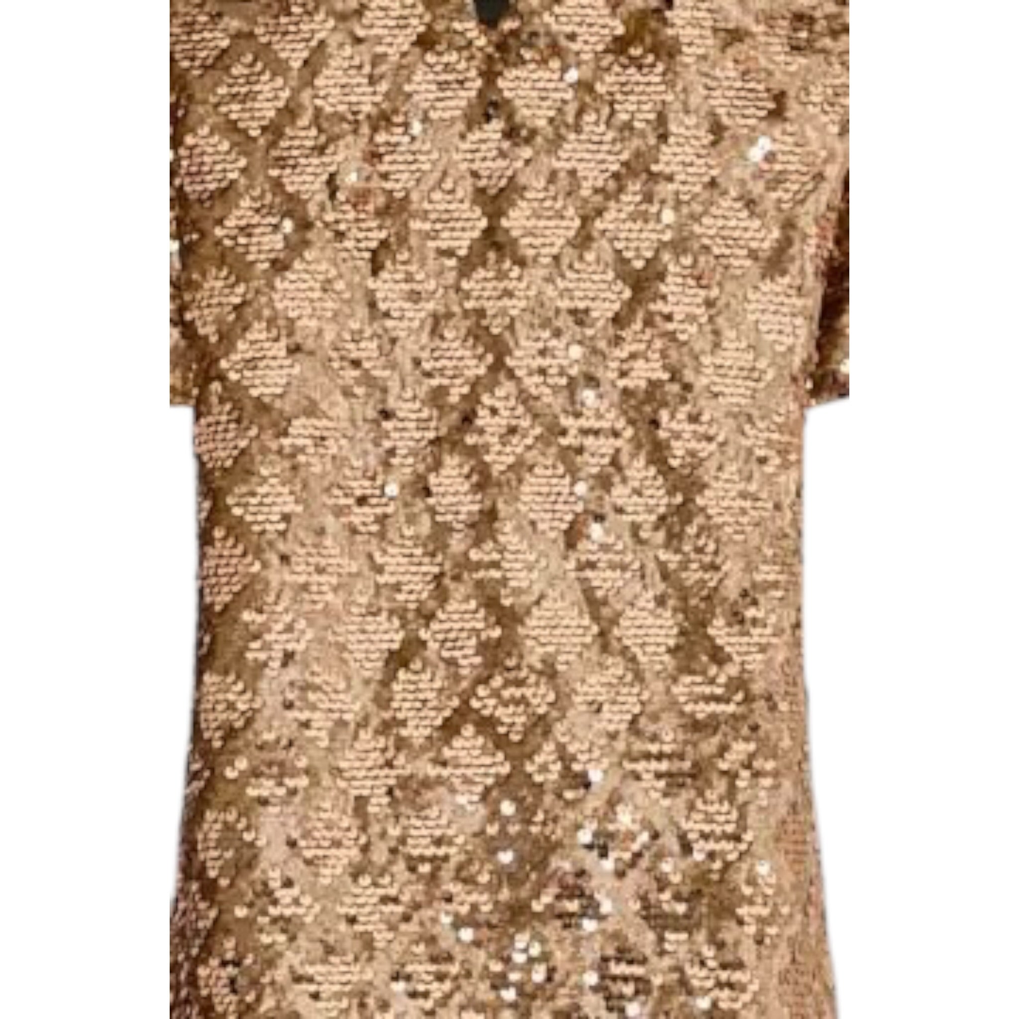 Dou Dou Abito Mezza Manica con Paillettes Oro per Bambina DX1A91 ORO DOU DOU 