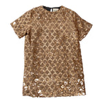 Dou Dou Abito Mezza Manica con Paillettes Bronzo per Bambina DX1A91U0239X BRONZO DOU DOU 