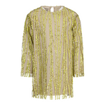 Dou Dou Abito Manica Lunga Paillettato Verde per Bambina DX1B10 VERDE DOU DOU 