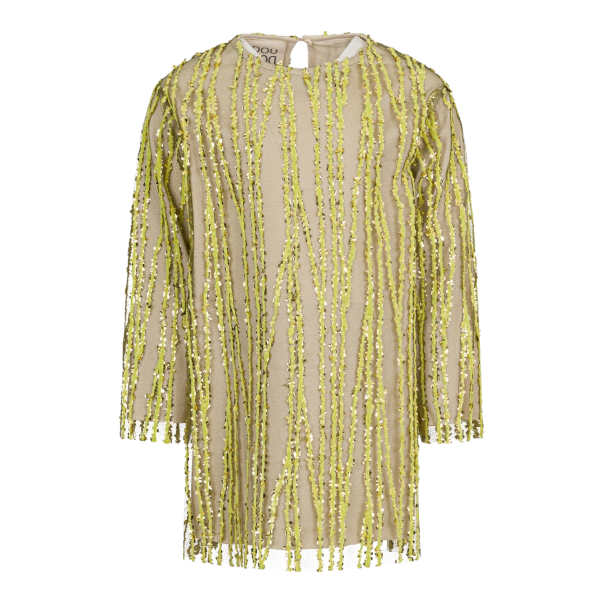 Dou Dou Abito Manica Lunga Paillettato Verde per Bambina DX1B10 VERDE DOU DOU 