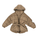 Dou Dou Giubbino tinta unita con Zintura E Cappuccio Fango per Bambina DX2P30 FANGO DOU DOU 