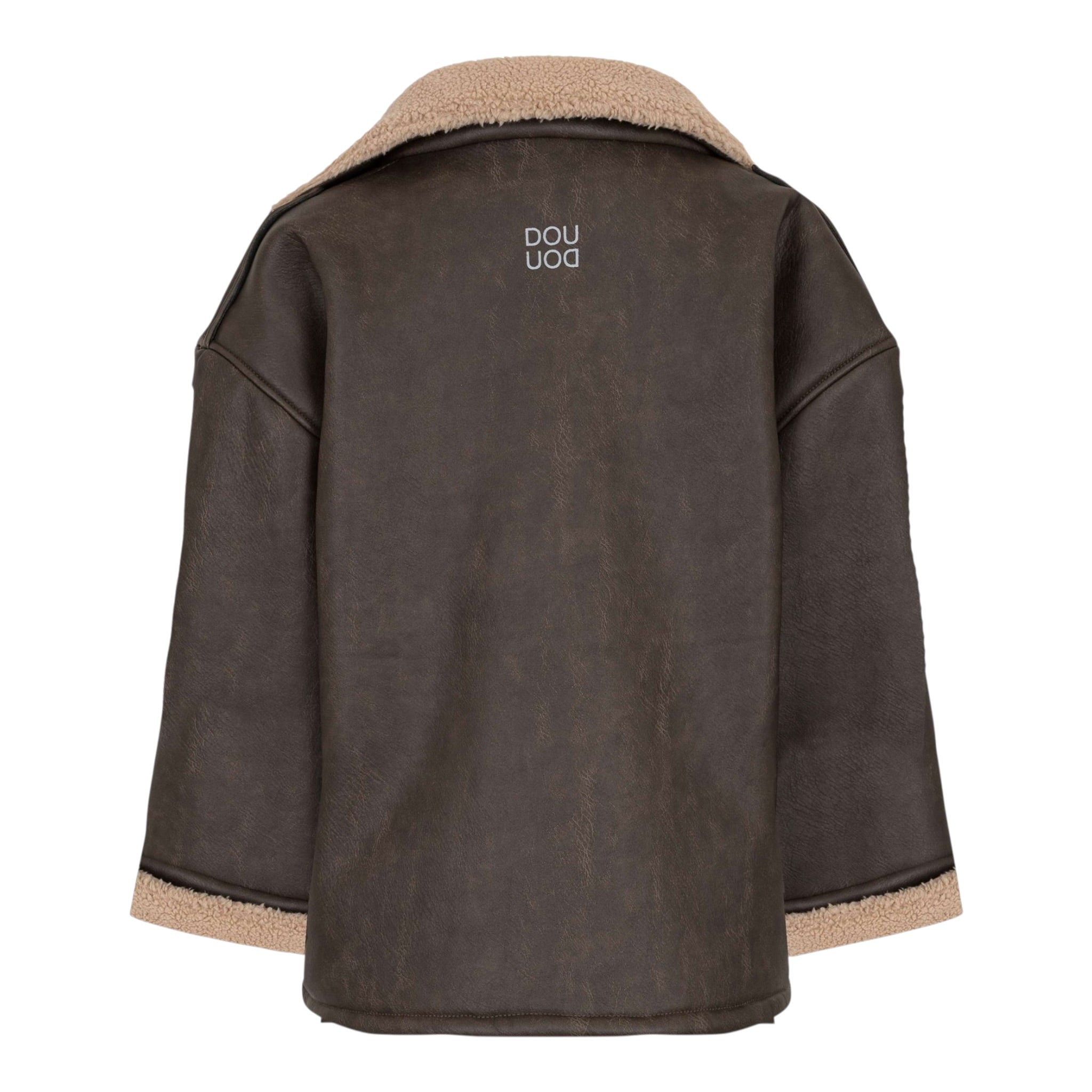 Dou Dou Giubbino In Ecopelle Modello Montone Marrone per Bambino DX2P70 MARRONE DOU DOU 