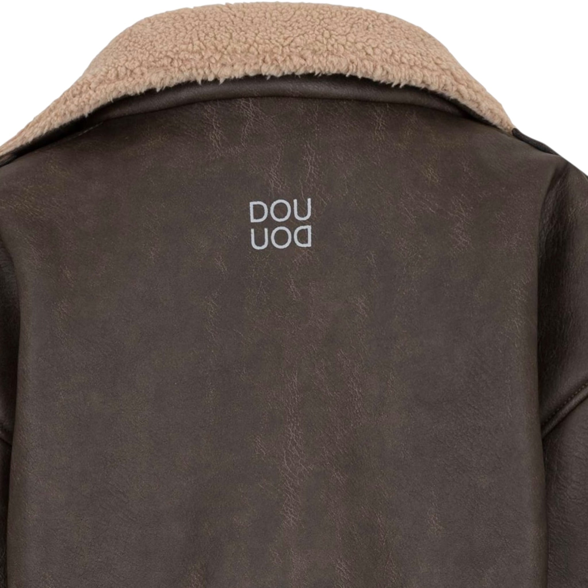 Dou Dou Giubbino In Ecopelle Modello Montone Marrone per Bambino DX2P70 MARRONE DOU DOU 