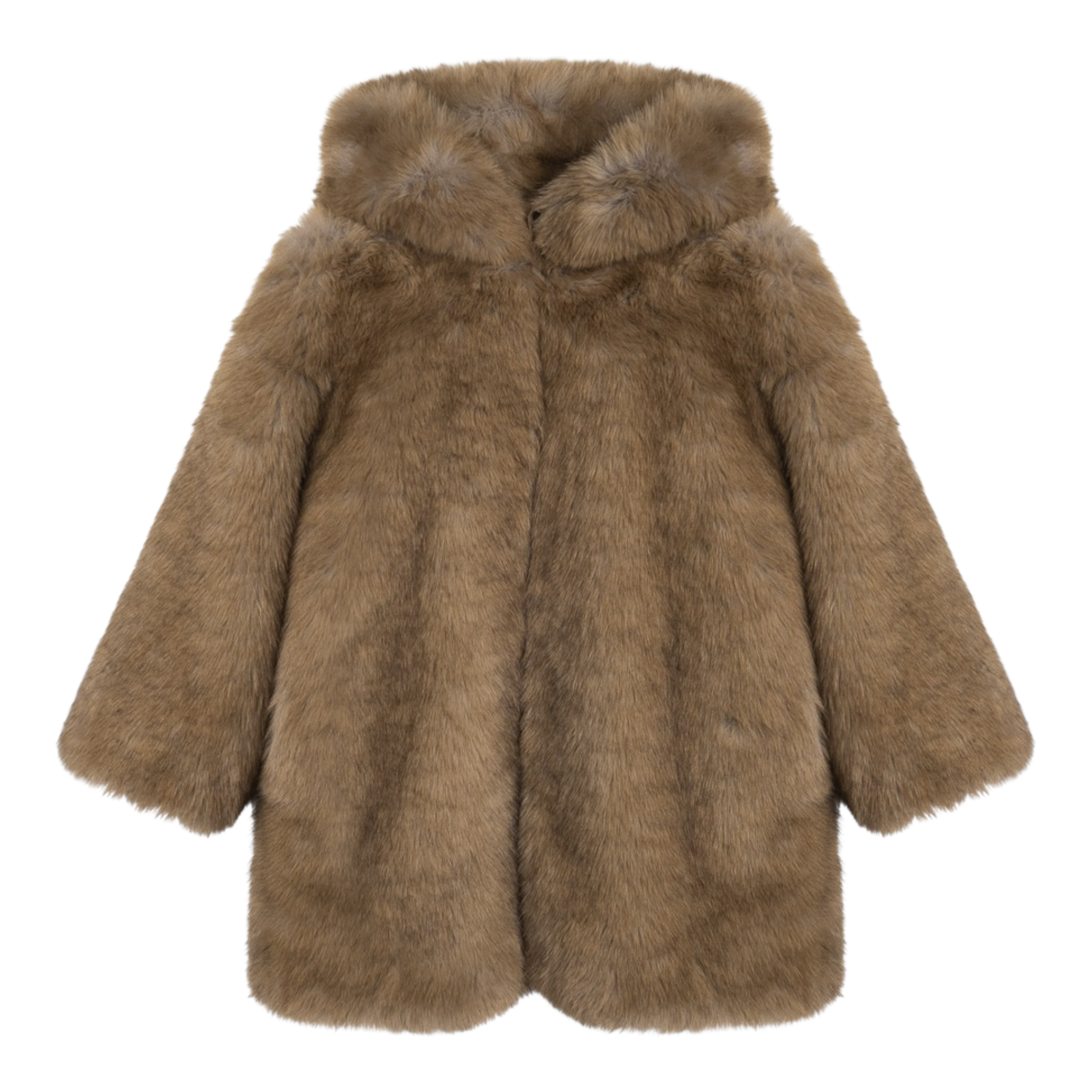 Dou Dou Pelliccia tinta unita con Cappuccio Beige per Bambina DX2P90 BEIGE DOU DOU 