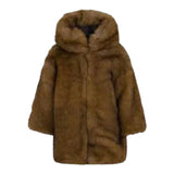 Dou Dou Pelliccia tinta unita con Cappuccio Marrone per Bambina DX2P90H0073 MARRONE DOU DOU 