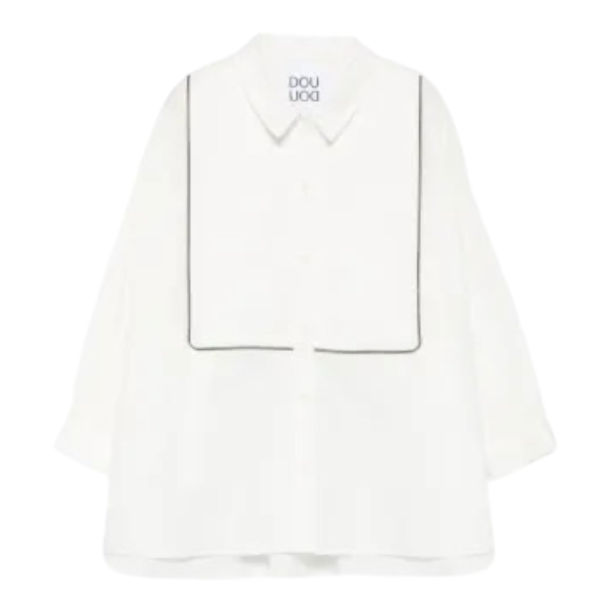 Dou Dou Camicia tinta unita con Righino In Contrasto Bianco per Bambina DX5A10 BIANCO DOU DOU 
