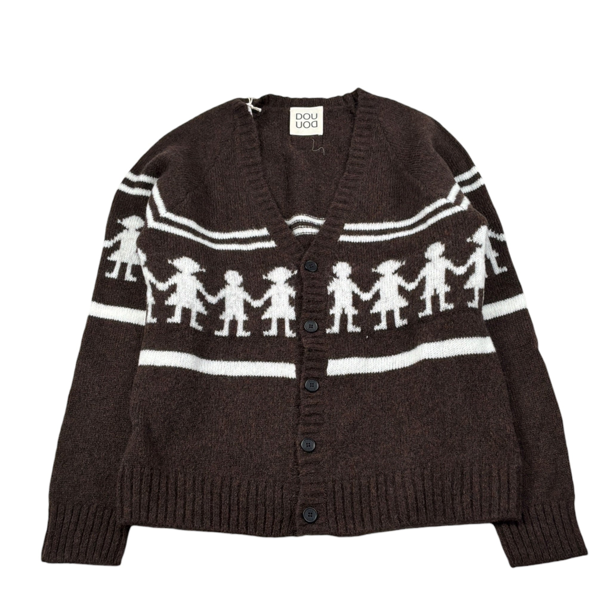 Dou Dou Cardigan tinta unita con Stampa Marrone per Bambina DX9P20 MARRONE DOU DOU 