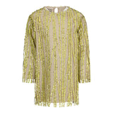 Dou Dou Abito Manica Lunga Tinta Uita con Rete Beige per Bambina DXB10 BEIGE DOU DOU 
