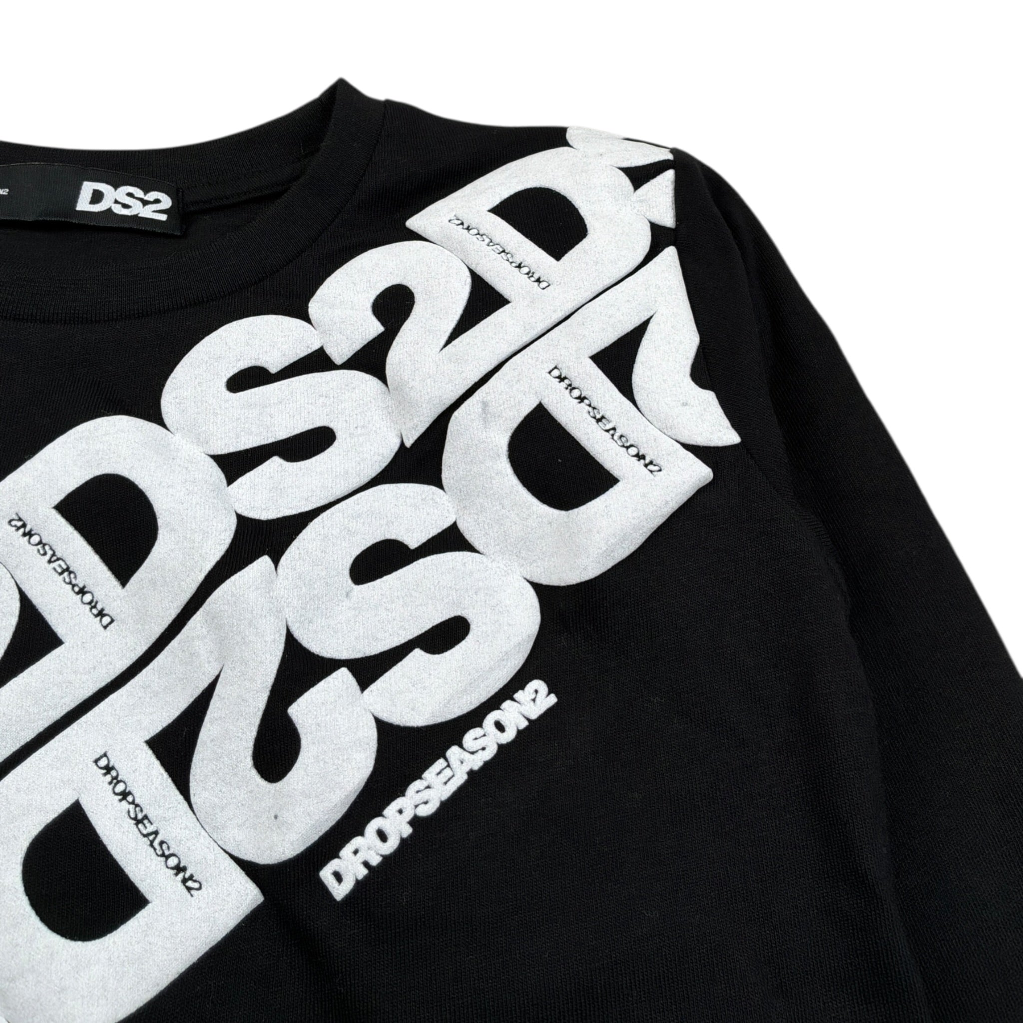 Dropseason2 Shirt Girocollo tinta unita con Stampa Nero per Bambino FW25J101 NERO DROPSEASON2 