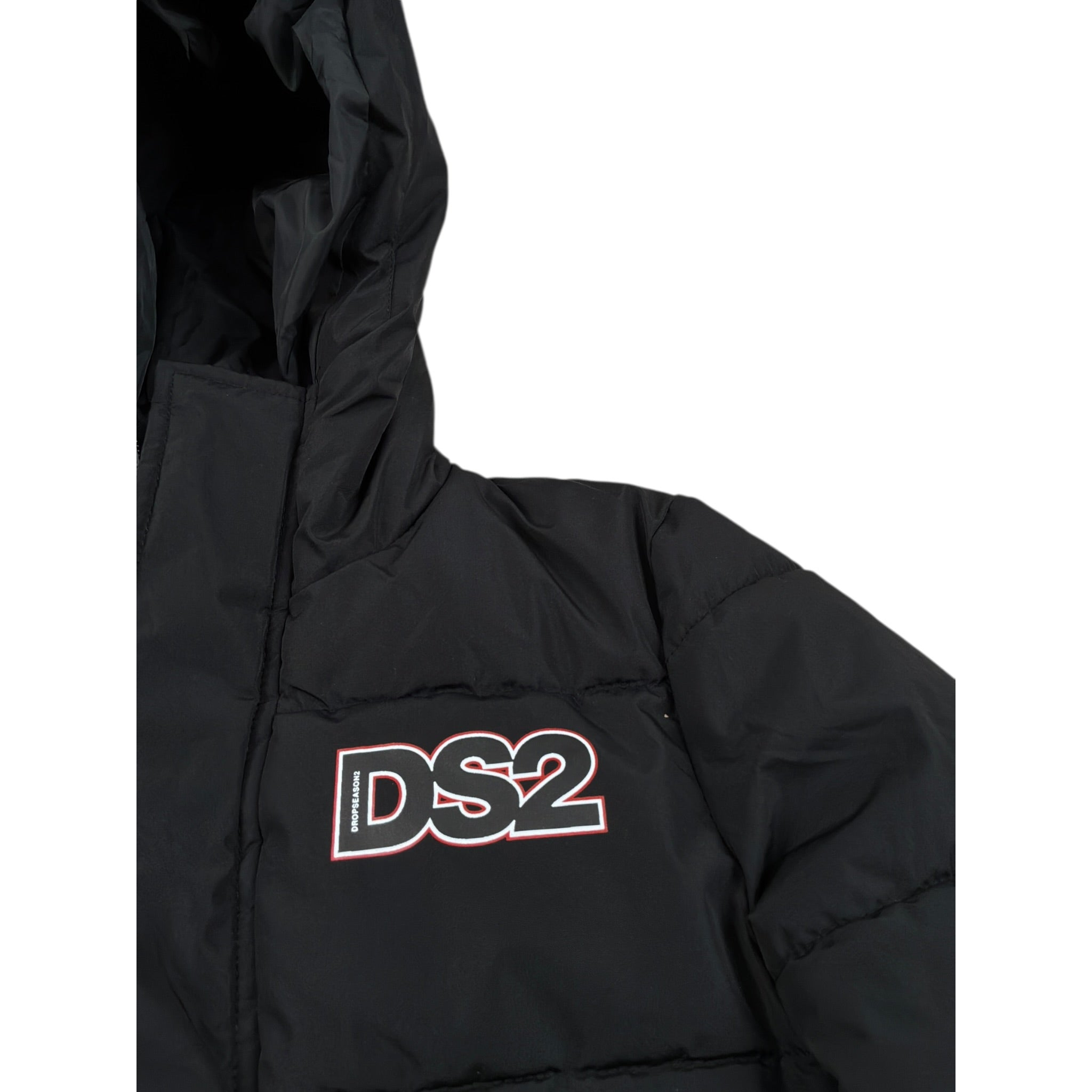 Dropseason2 Giubbino tinta unita con Cappuccio Nero per Bambino FW25K073 NERO DROPSEASON2 