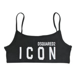 Dsquared2 Top Bretelline tinta unita con Logo Nero per Bambina D8RG33080 NERO DSQUARED2 