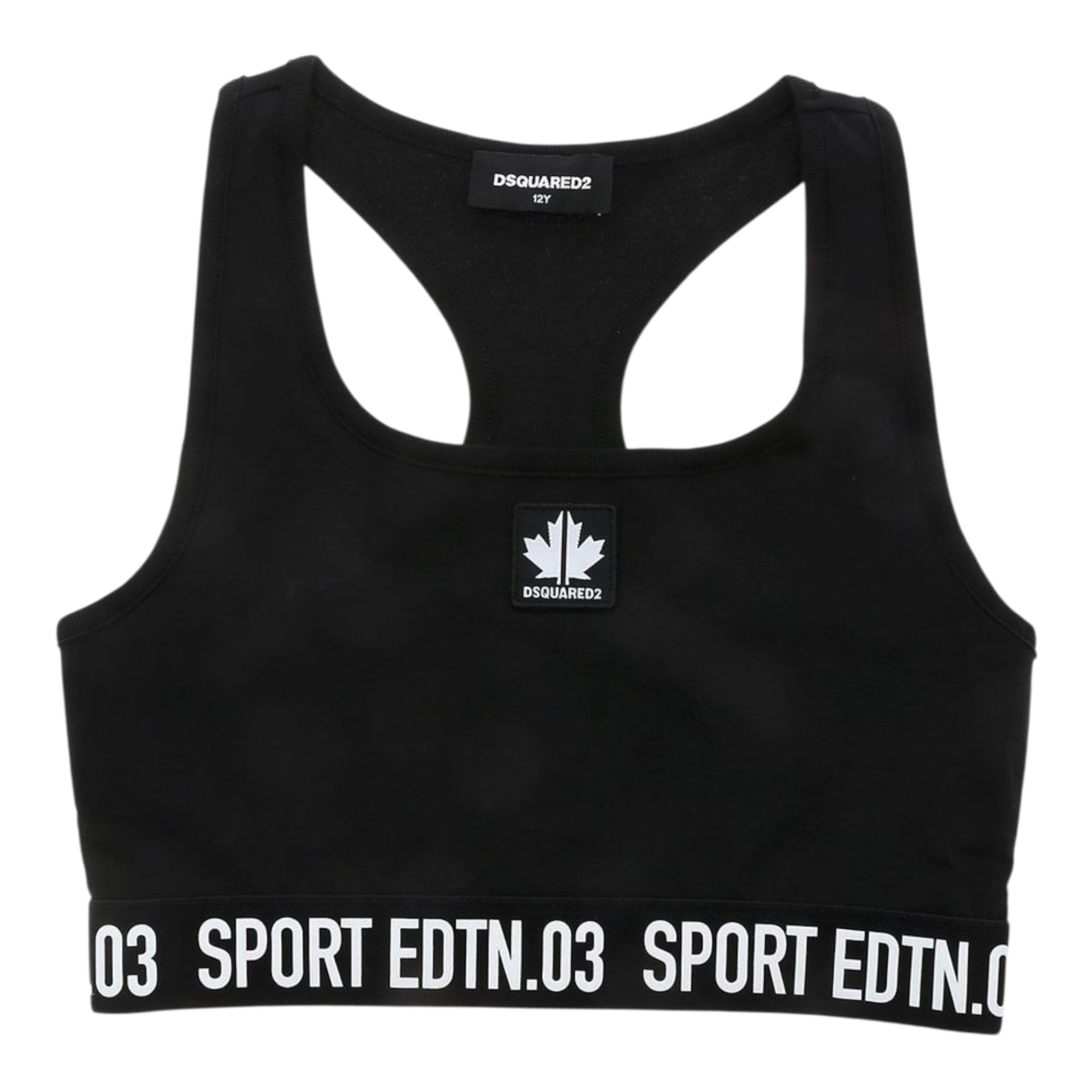 Dsquared2 Top tinta unita con Logo Nero per Bambina DQ0037 NERO DSQUARED2 