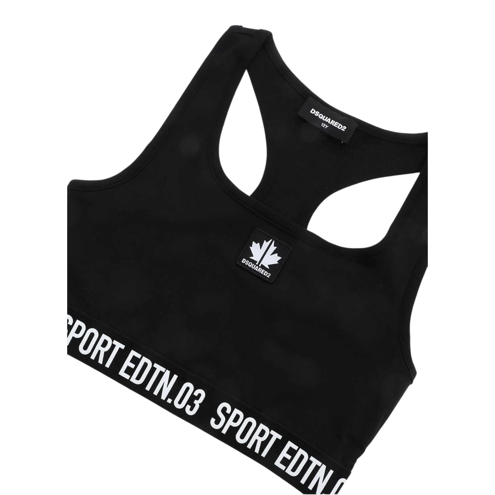 Dsquared2 Top tinta unita con Logo Nero per Bambina DQ0037 NERO DSQUARED2 
