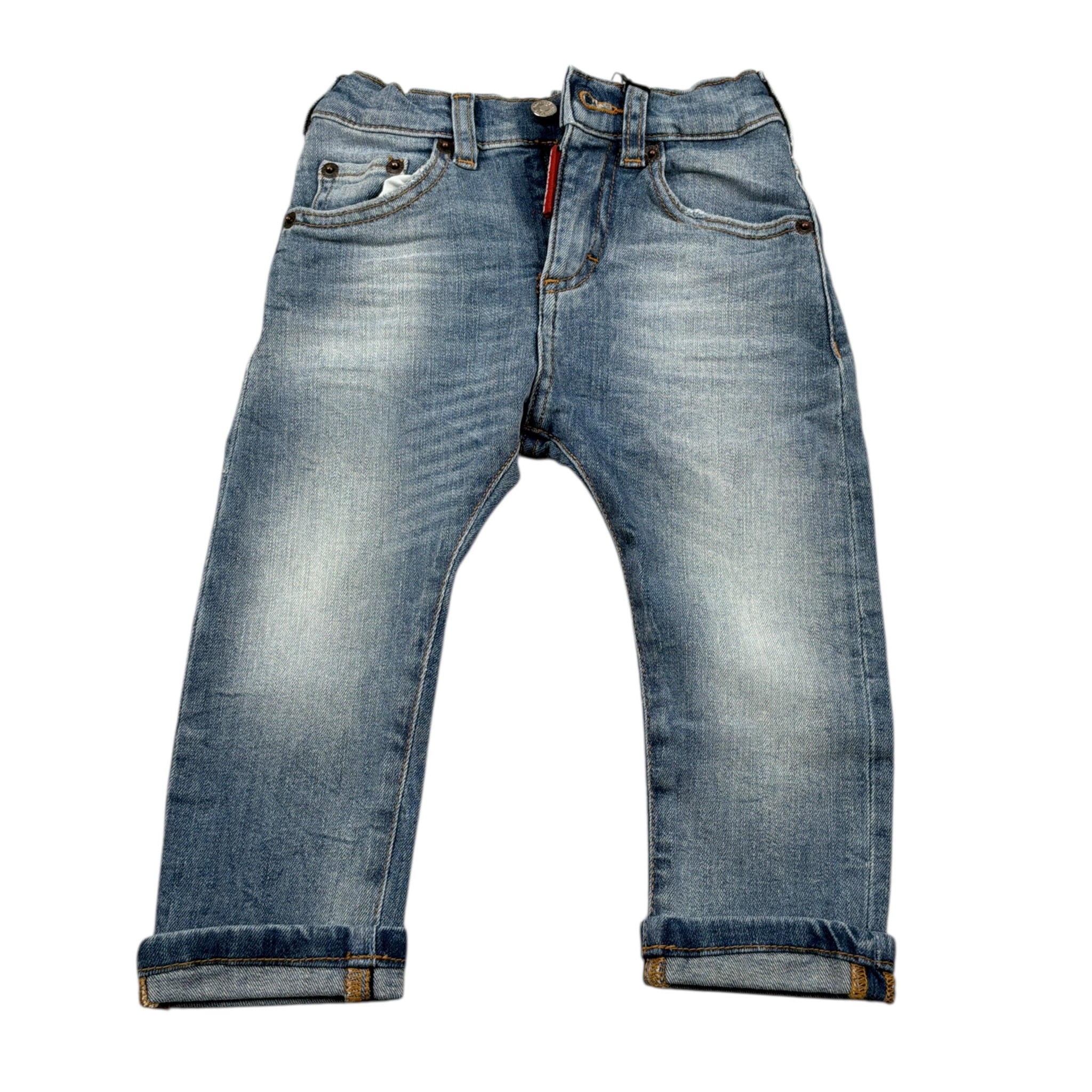 Dsquared2 Jeans tinta unita con Girovita Regolabile Azzurro per Neonato DQ01TC AZZURRO DSQUARED2 