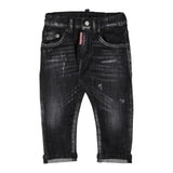 Dsquared2 Jeans tinta unita con Girovita Regolabile Nero per Neonato DQ01TCX NERO DSQUARED2 