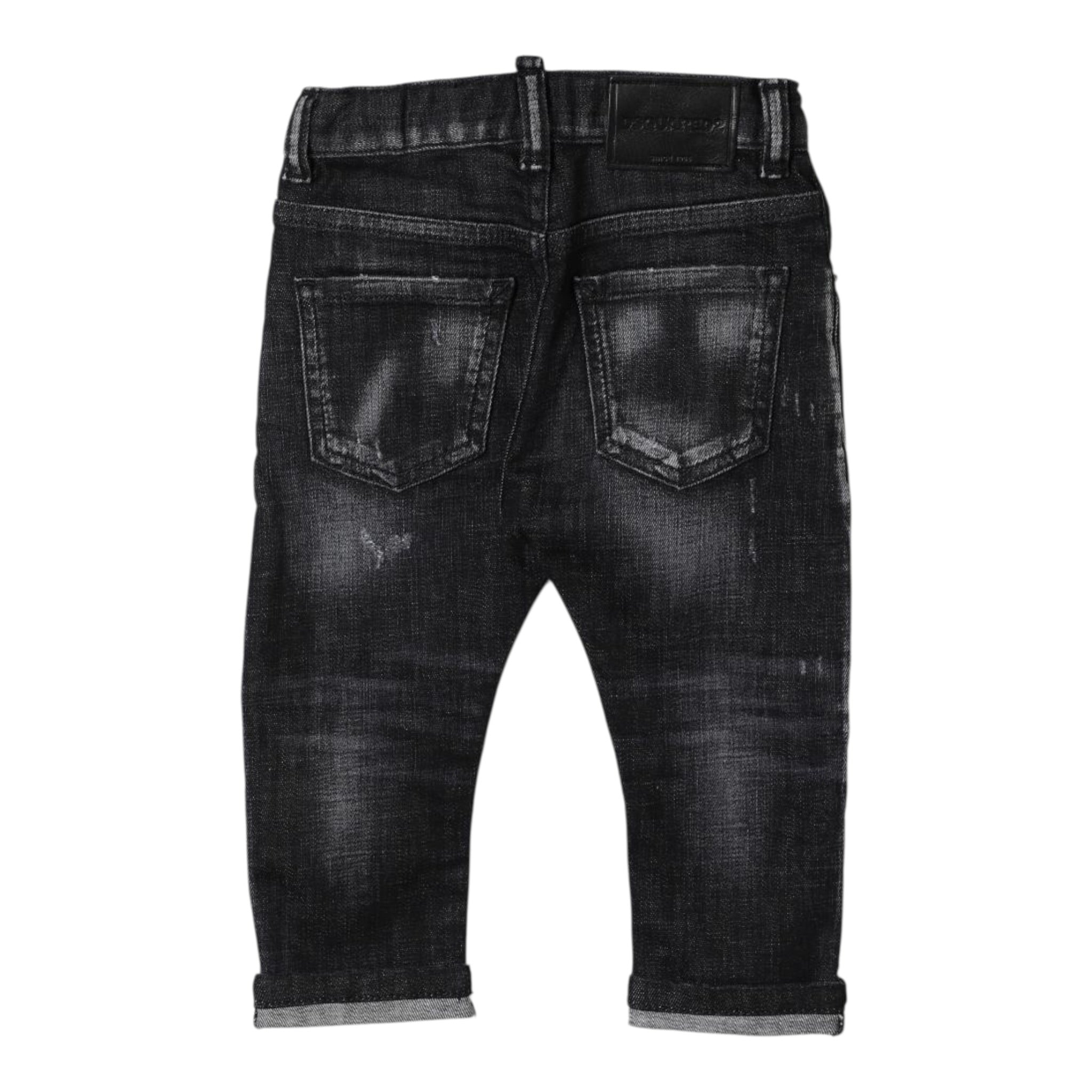 Dsquared2 Jeans tinta unita con Girovita Regolabile Nero per Neonato DQ01TCX NERO DSQUARED2 