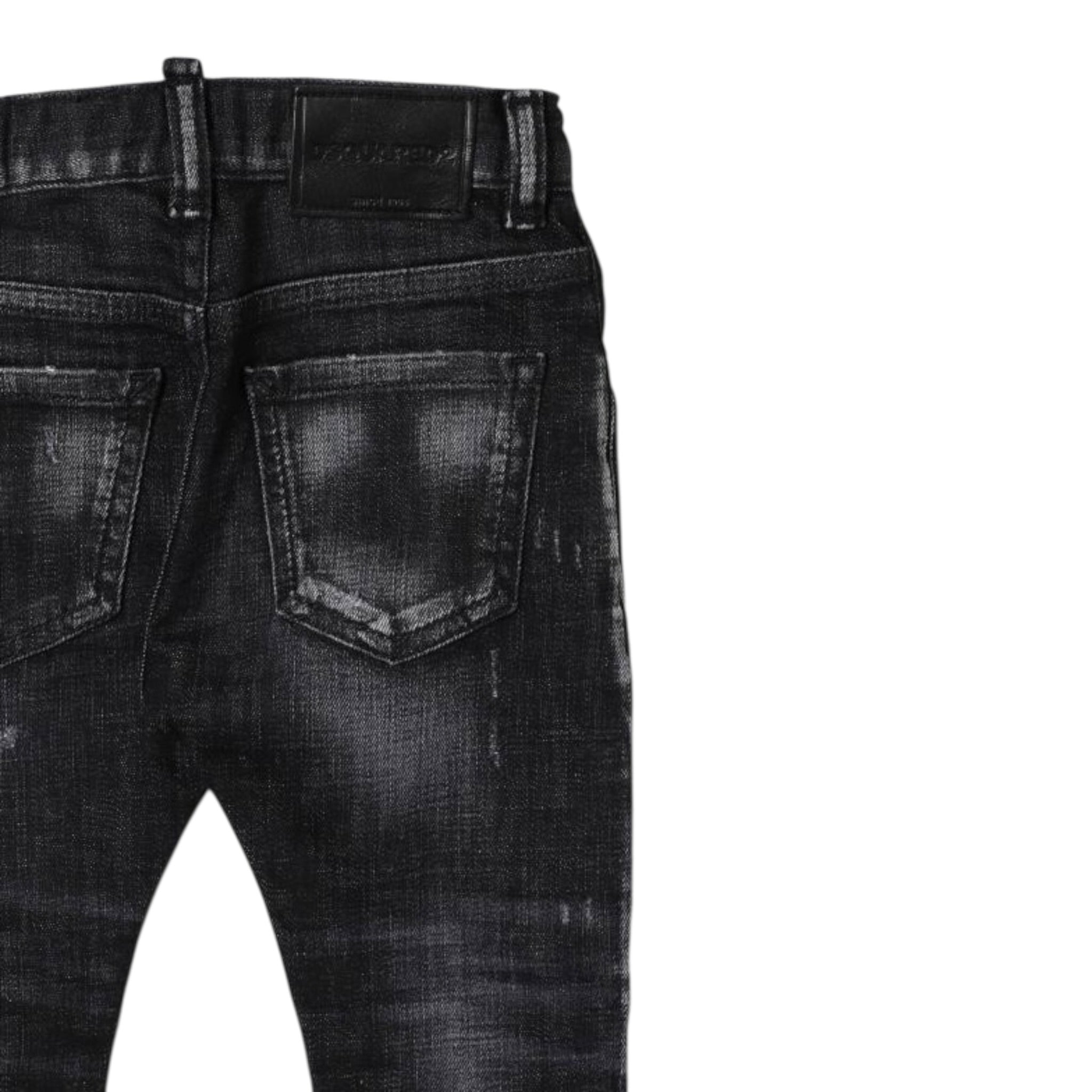 Dsquared2 Jeans tinta unita con Girovita Regolabile Nero per Neonato DQ01TCX NERO DSQUARED2 