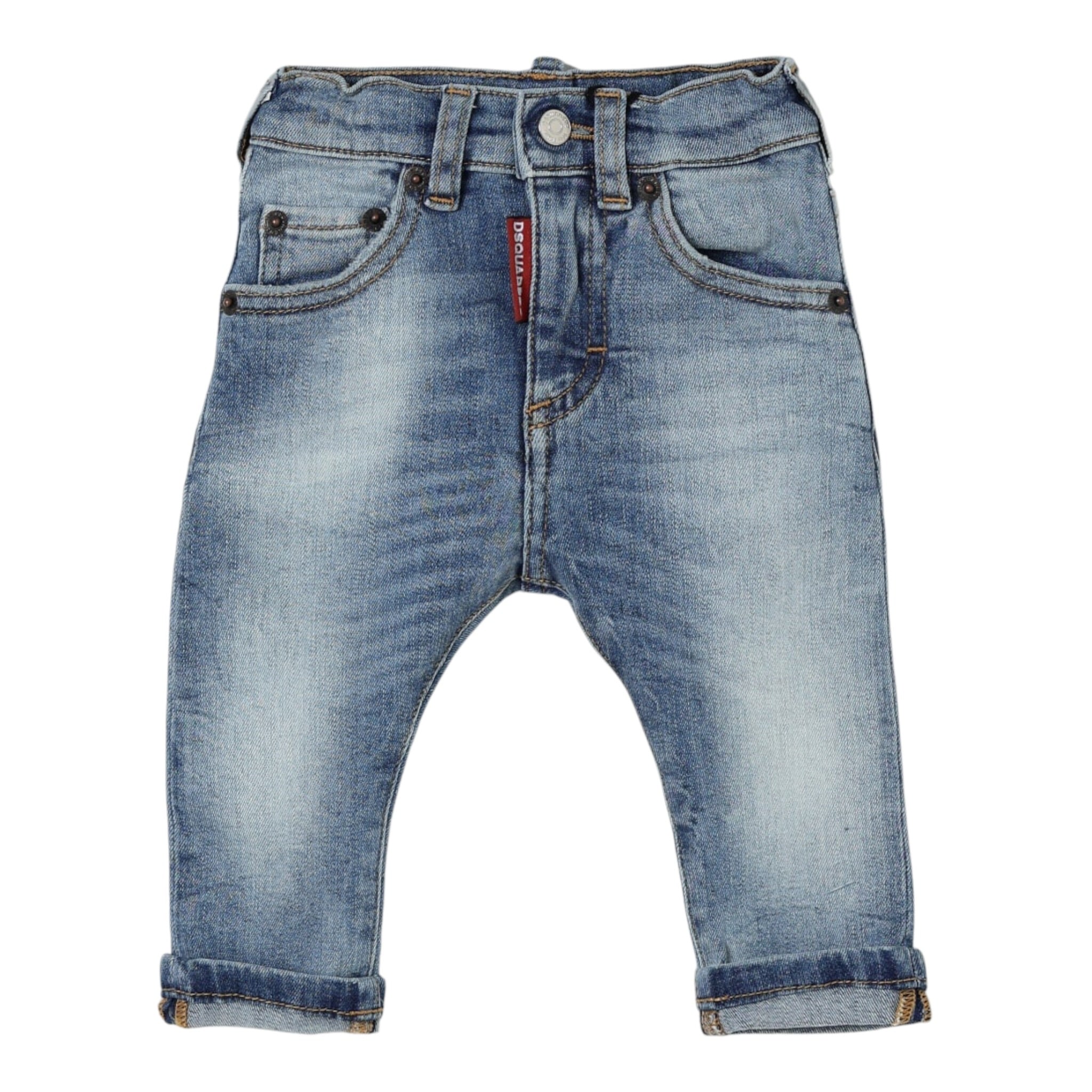 Dsquared2 Jeans tinta unita con Girovita Regolabile Azzurro per Bambino DQ01TCXX AZZURRO DSQUARED2 
