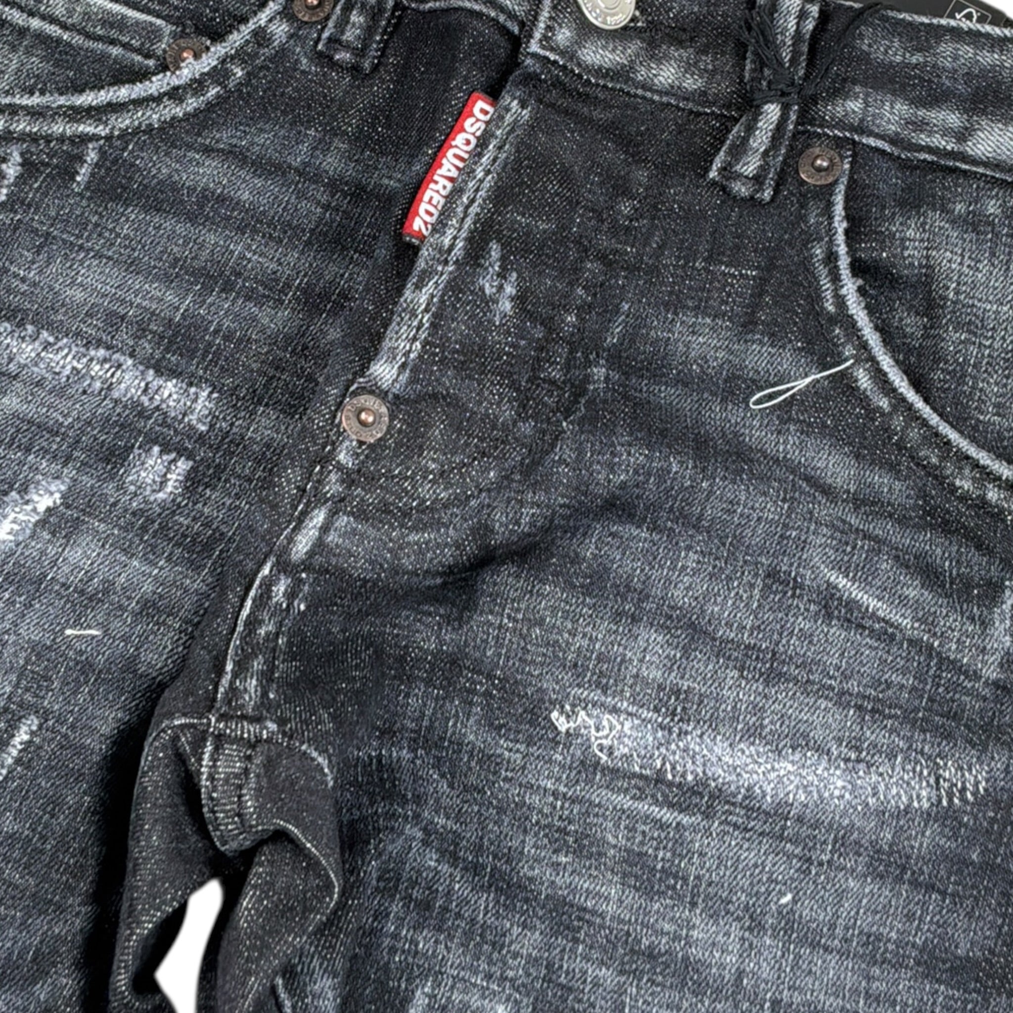 Dsquared2 Jeans tinta unita con Strappi Nero per Bambino DQ0236 NERO DSQUARED2 