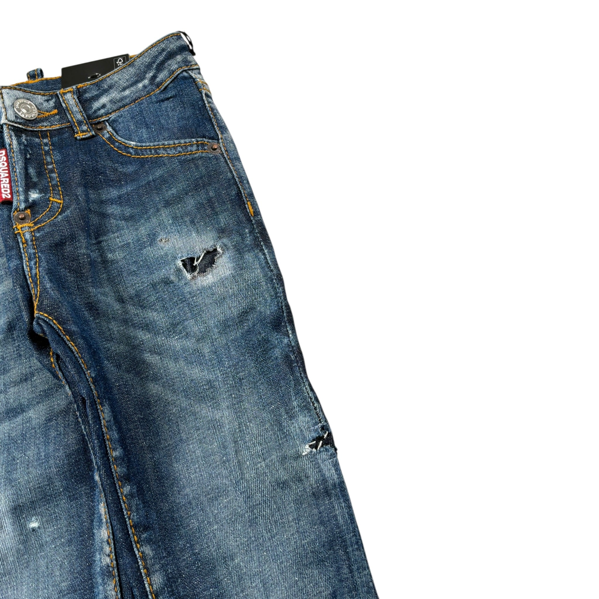 Dsquared2 Jeans tinta unita con Strappi Blu per Bambino DQ0239 BLU DSQUARED2 