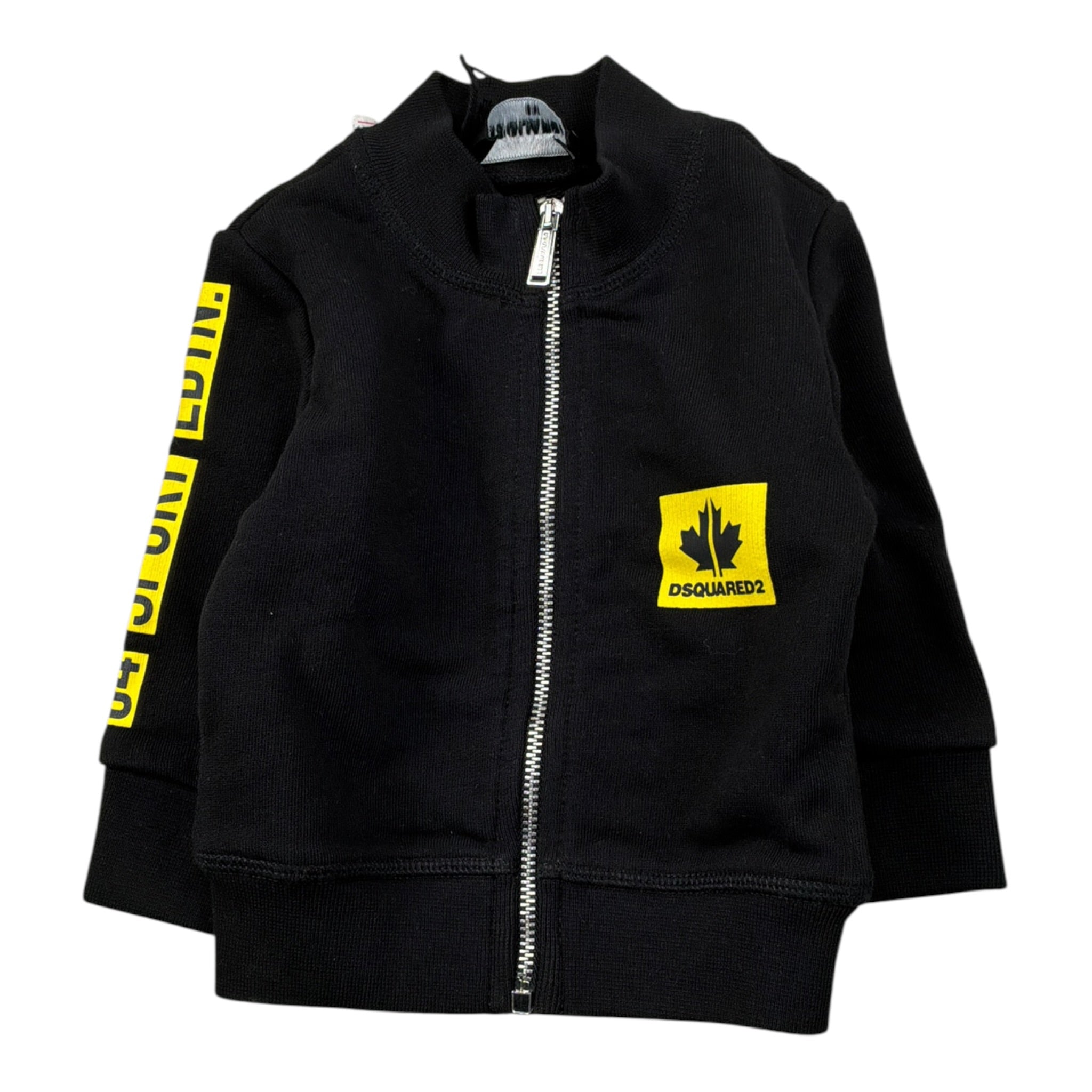 Dsquared2 Felpa tinta unita con Zip E Stampa Nero per Neonato DQ0282 NERO DSQUARED2 