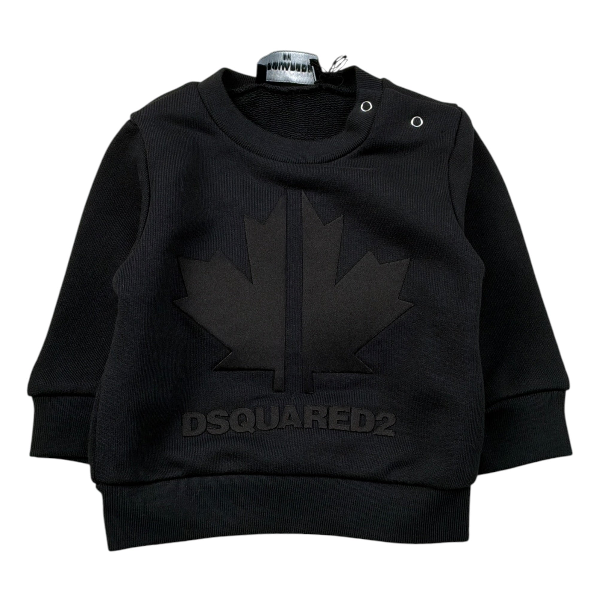Dsquared2 Felpa tinta unita con Logo Nero per Neonato DQ0302 NERO DSQUARED2 