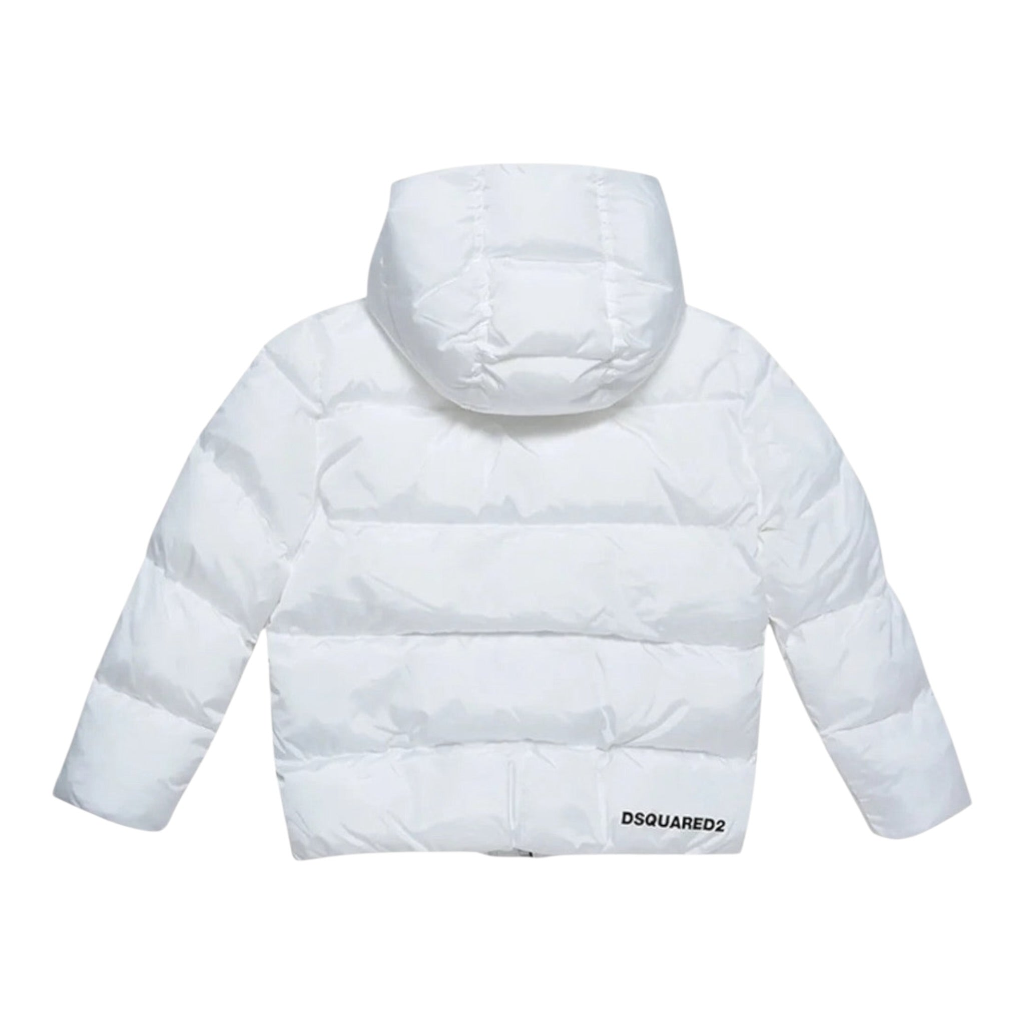 Dsquared2 Giubbino tinta unita con Zip E Cappuccio Bianco per Bambino DQ1090 BIANCO DSQUARED2 