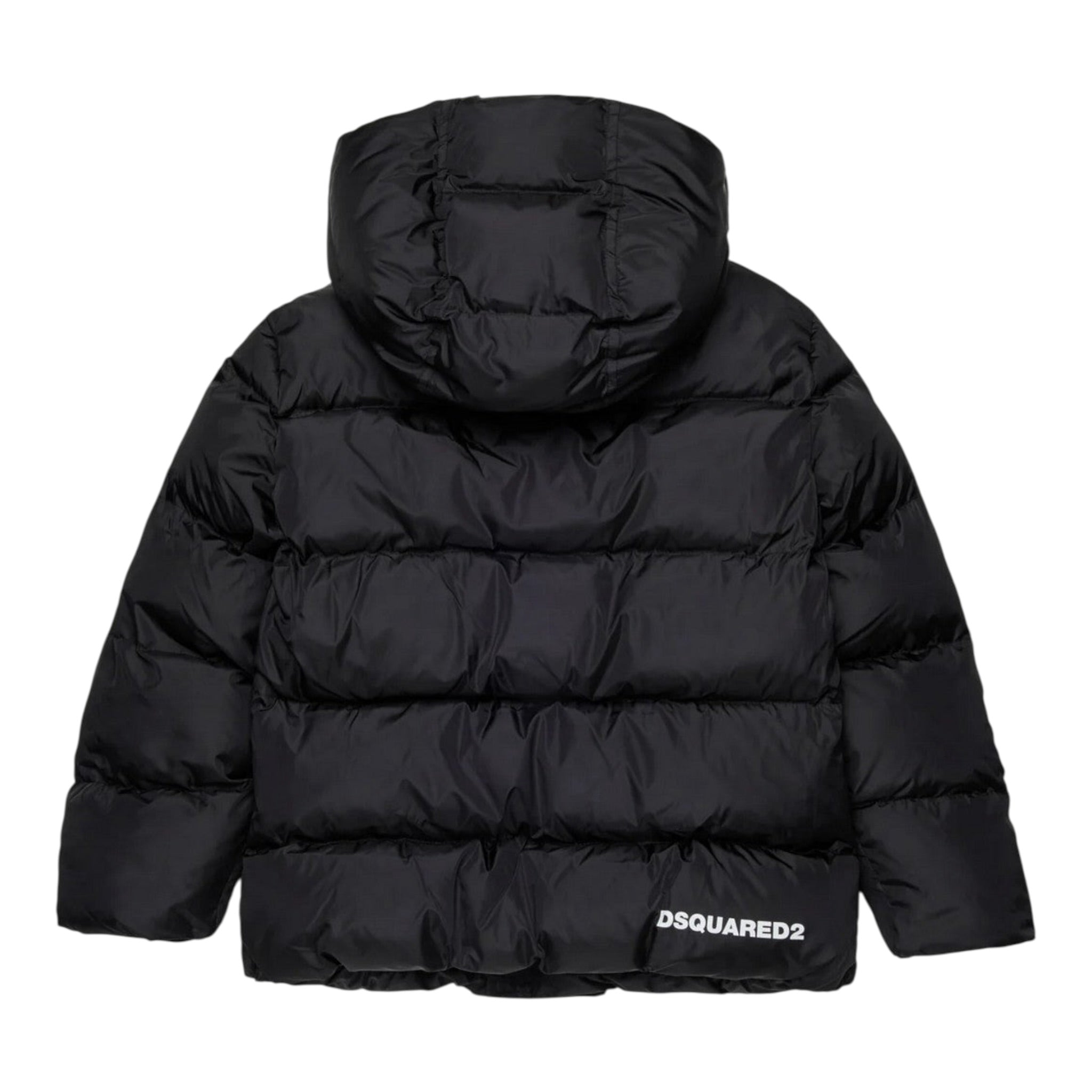 Dsquared2 Giubbino tinta unita con Zip E Cappuccio Nero per Bambino DQ1090X NERO DSQUARED2 