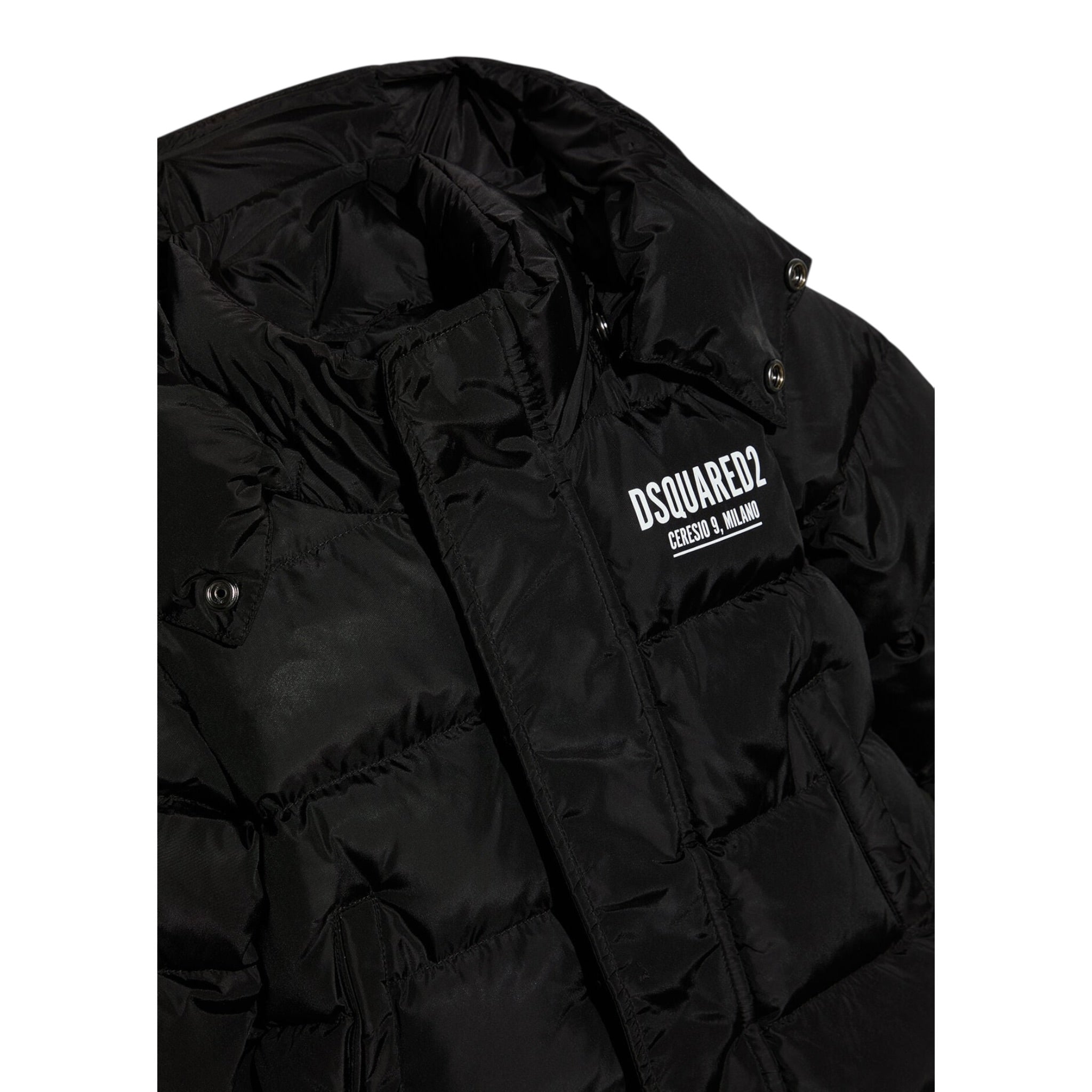 Dsquared2 Giubbino tinta unita con Cappuccio E Zip Nero per Neonato DQ1288 NERO DSQUARED2 