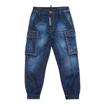 Dsquared2 Jeans tinta unita con Elastico In Vita Blu per Bambino DQ1924 BLU DSQUARED2 