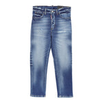 Dsquared2 Jeans tinta unita con Strappi Blu per Bambino DQ2241XX BLU DSQUARED2 