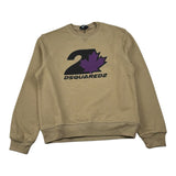 Dsquared2 Felpa tinta unita Girocollo con Stampa Beige per Bambino DQ2469 BEIGE DSQUARED2 