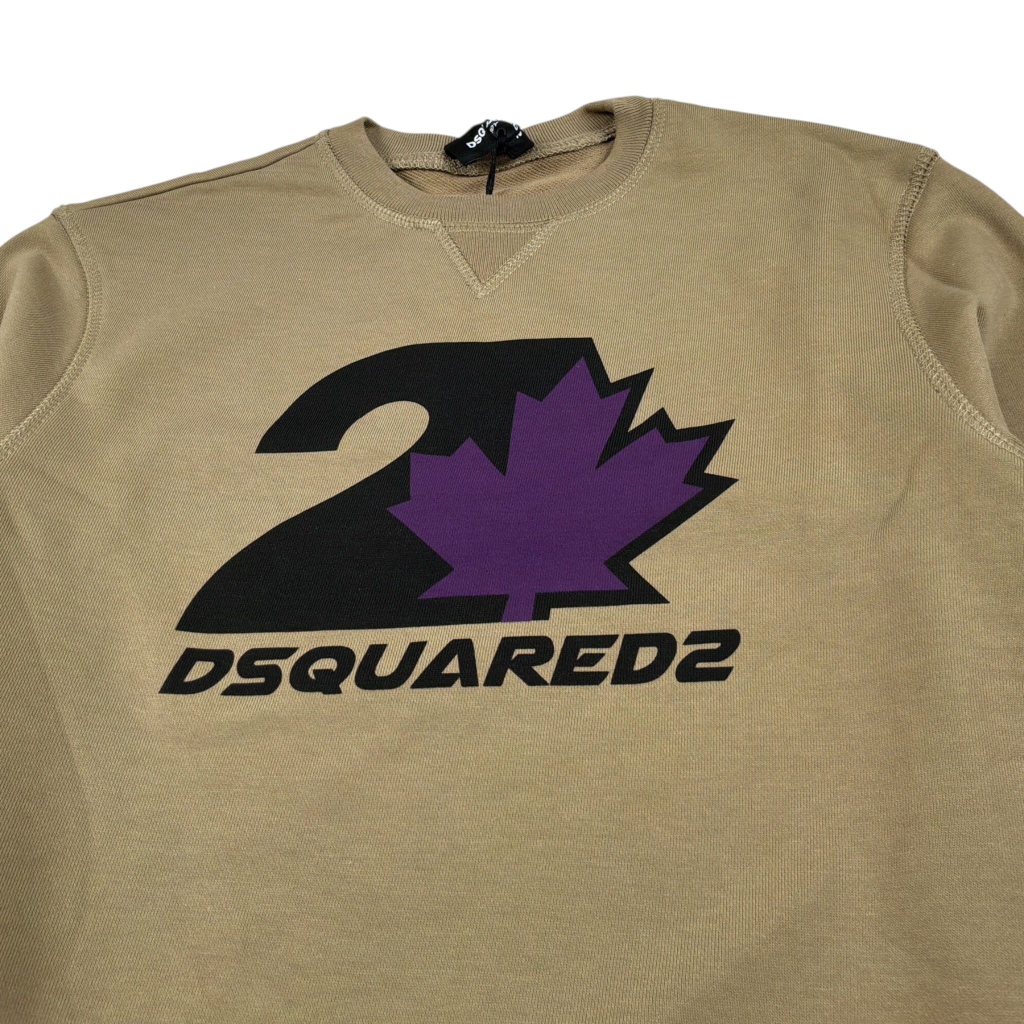 Dsquared2 Felpa tinta unita Girocollo con Stampa Beige per Bambino DQ2469 BEIGE DSQUARED2 