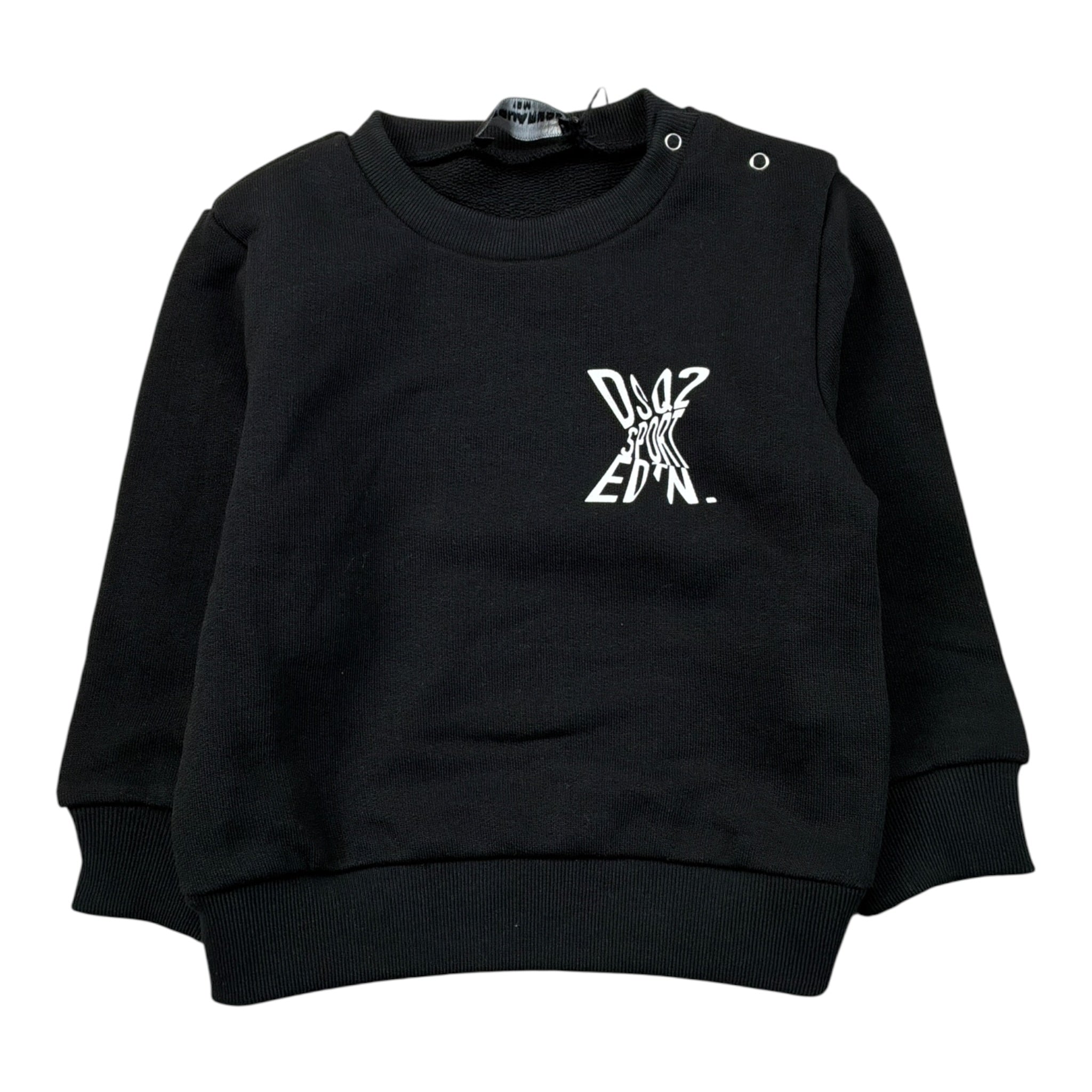 Dsquared2 Felpa tinta unita con Logo Nero per Neonato DQ2546 NERO DSQUARED2 