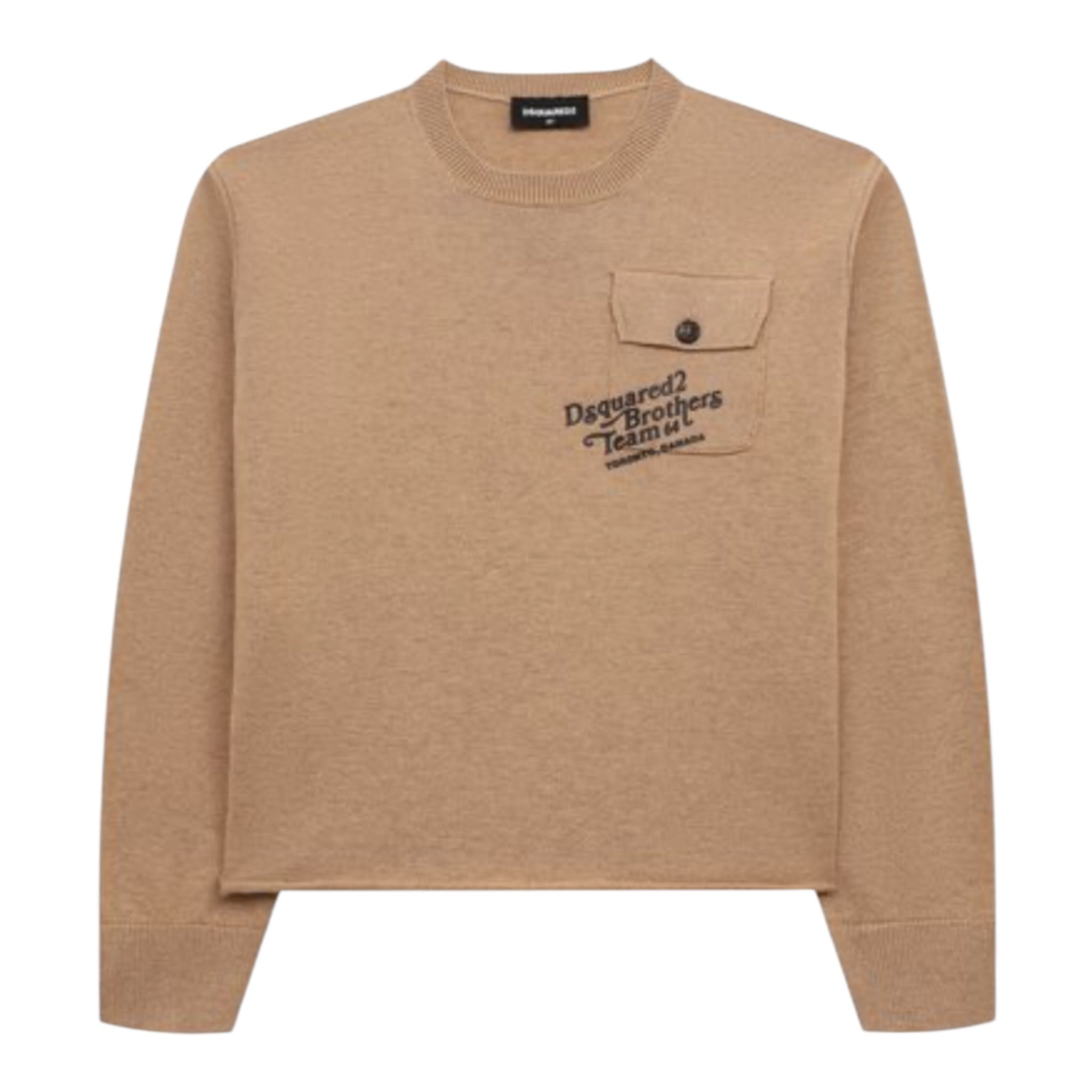 Dsquared2 Maglia Girocollo tinta unita con Stampa Cammello per Bambino DQ2602 CAMMELLO DSQUARED2 