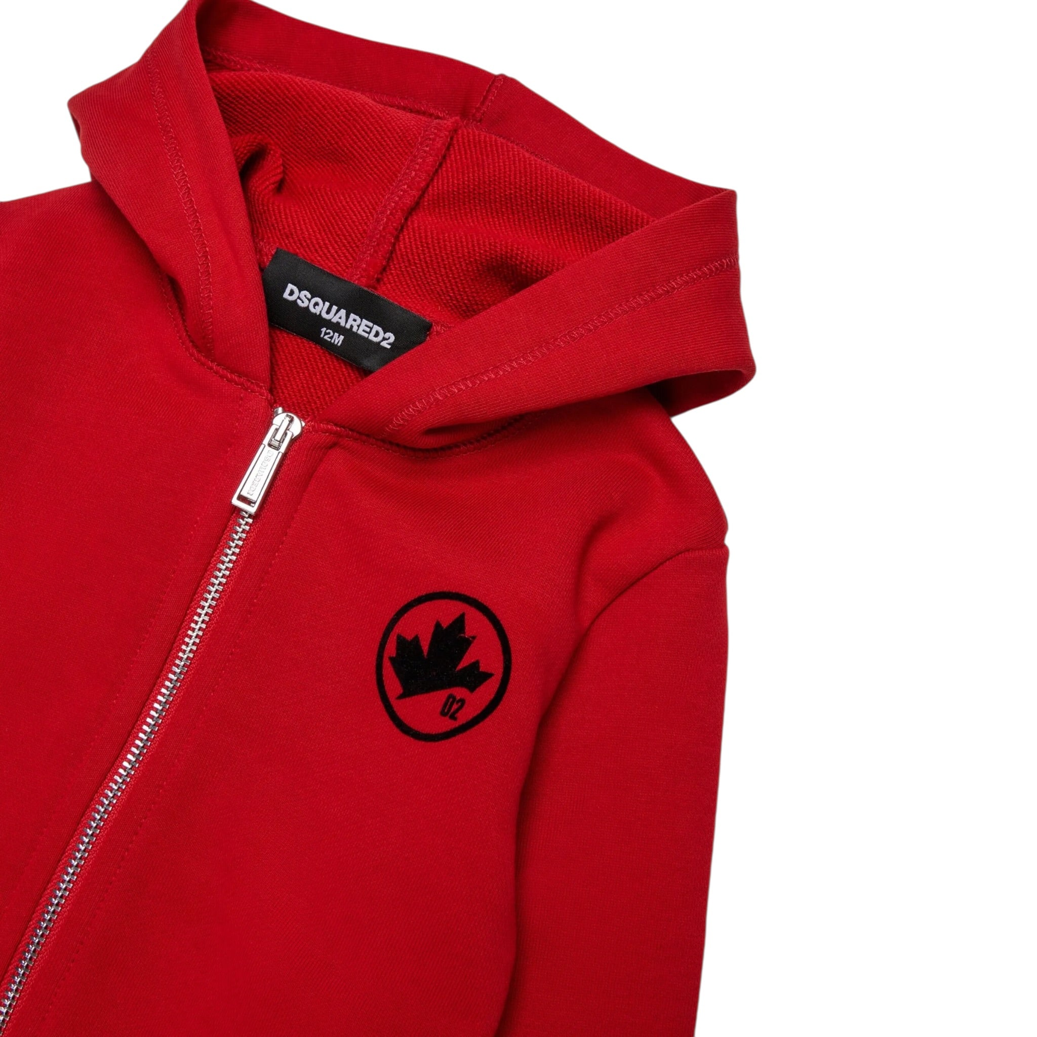 Dsquared2 Felpa con Zip E Cappuccio tinta unita Rosso per Neonato DQ2624 ROSSO DSQUARED2 