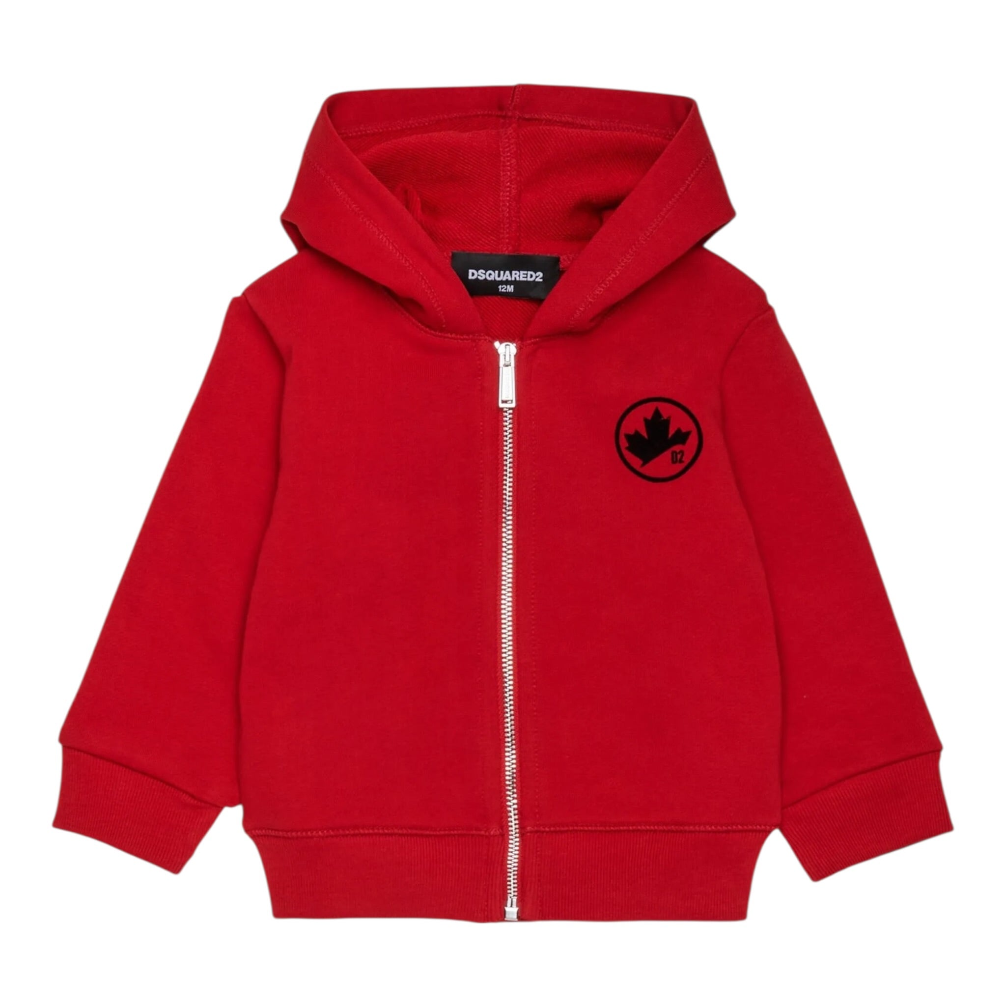 Dsquared2 Felpa con Zip E Cappuccio tinta unita Rosso per Neonato DQ2624 ROSSO DSQUARED2 