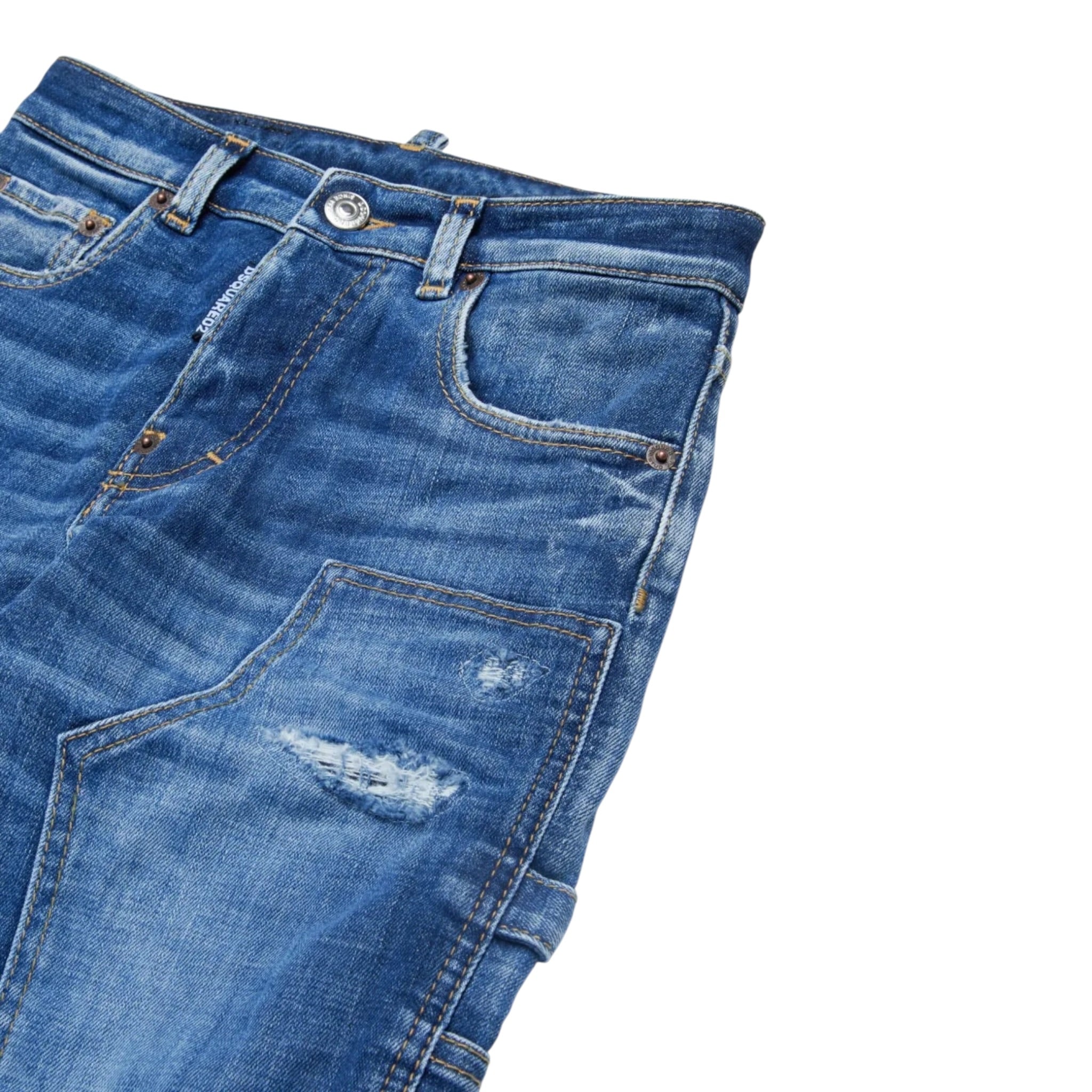 Dsquared2 Jeans tinta unita con Cuciture In Rilievo Blu per Bambino DQ26366 BLU DSQUARED2 