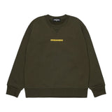 Dsquared2 Felpa Chiusa Girocollo tinta unita con Logo Verde per Bambino DQ2739X VERDE DSQUARED2 